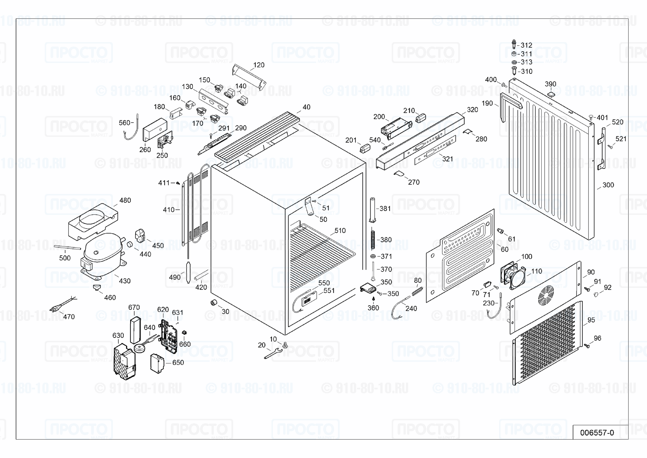 Взрыв-схема запчастей холодильника Liebherr MKUv 1610-22C