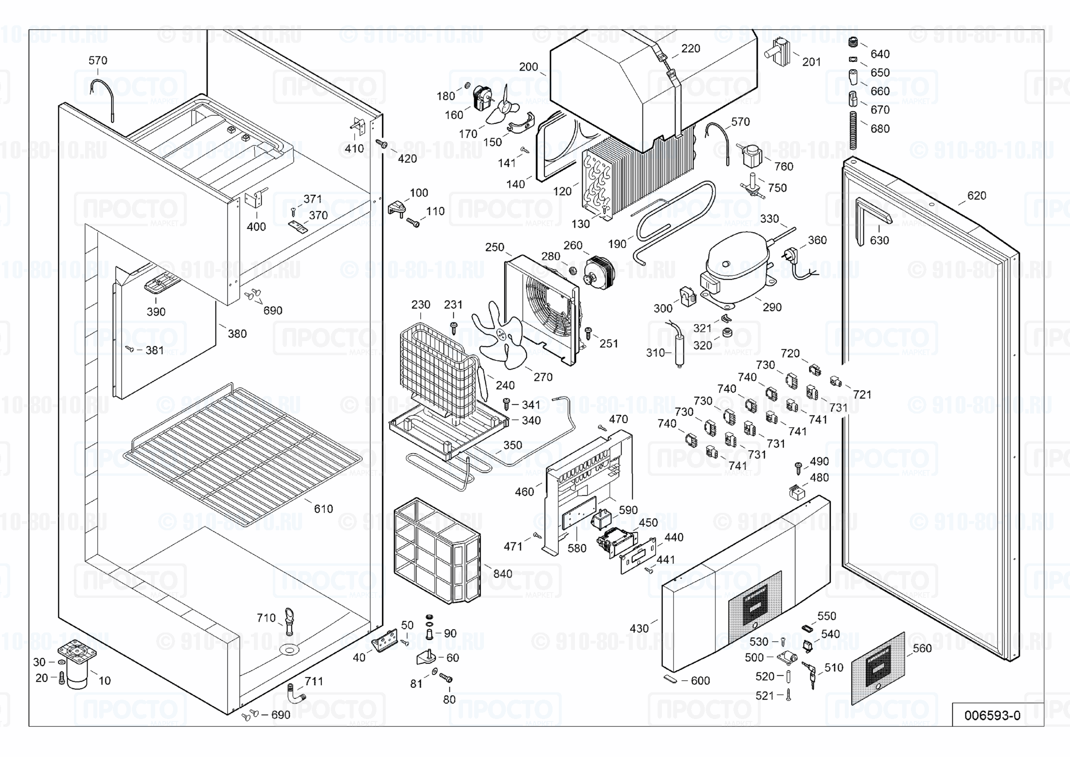 Взрыв-схема запчастей холодильника Liebherr GKPv 6520-41A