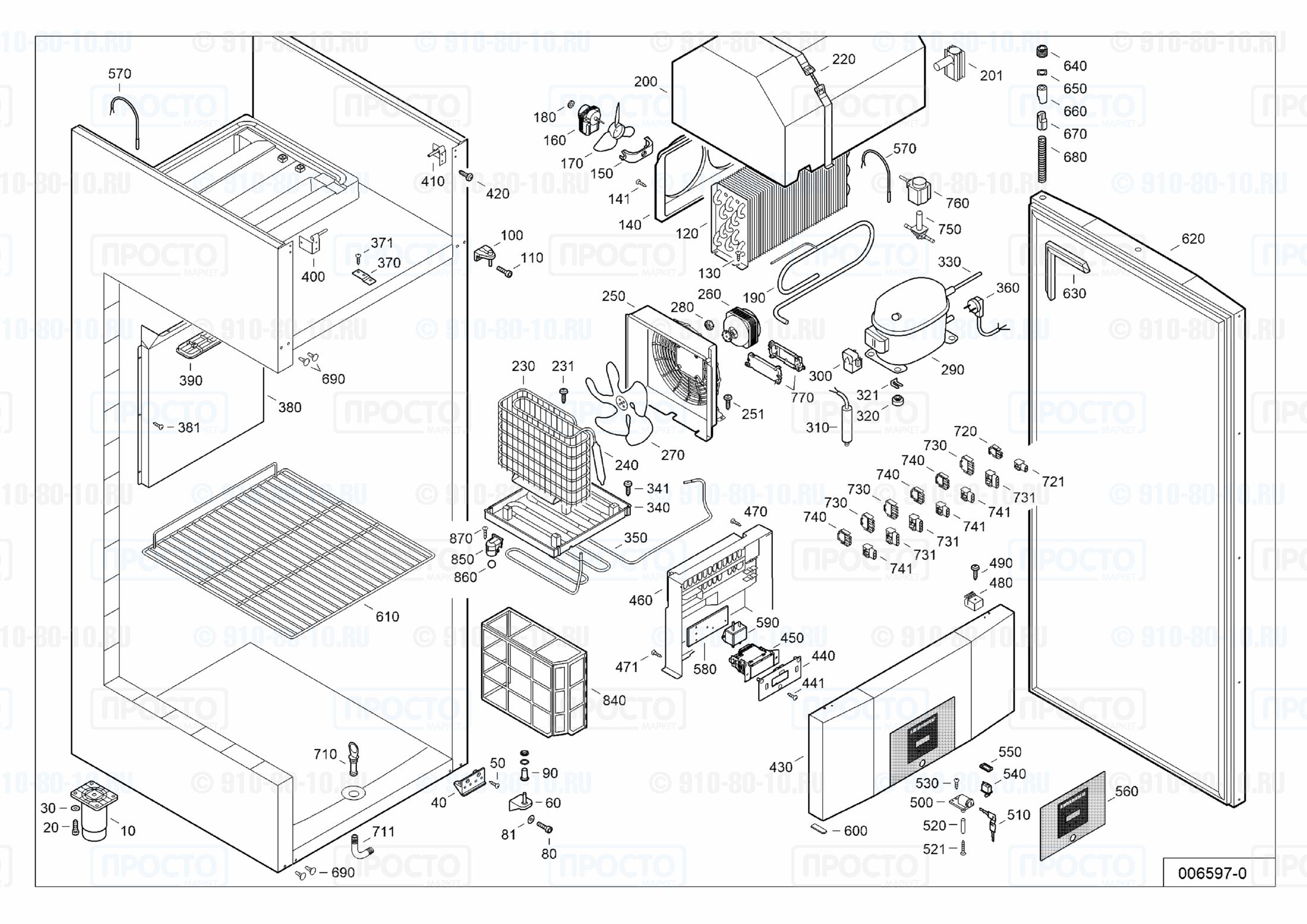 Взрыв-схема запчастей холодильника Liebherr GKPv 6520-41D