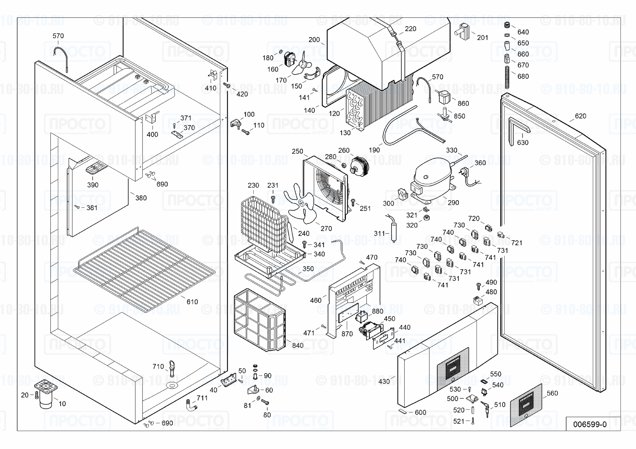 Взрыв-схема запчастей холодильника Liebherr GKPv 6570-43A