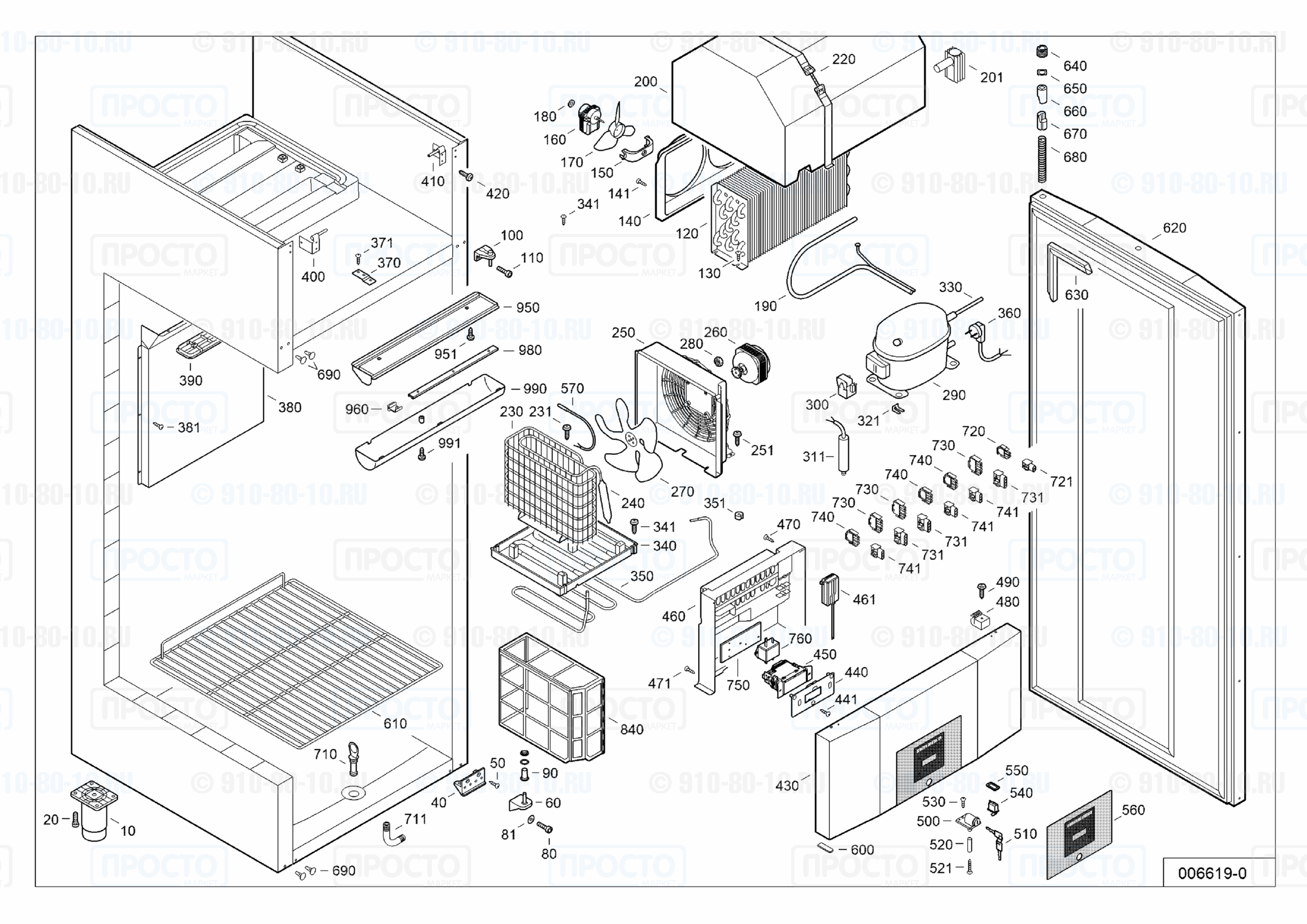 Взрыв-схема запчастей холодильника Liebherr GKPv 6573-42C