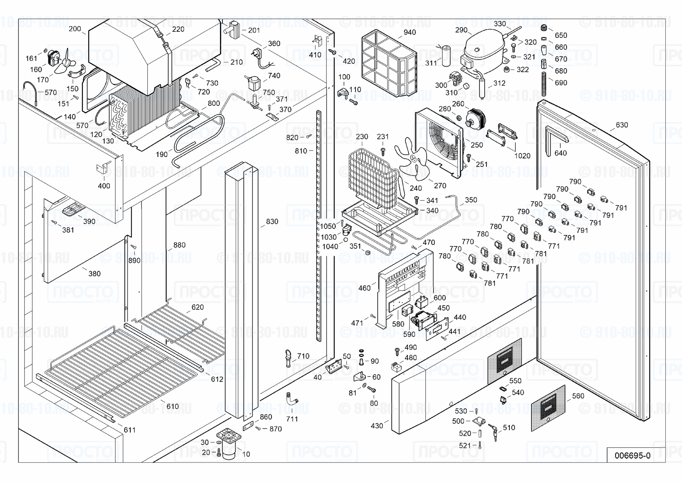 Взрыв-схема запчастей холодильника Liebherr GGPv 1470-43F