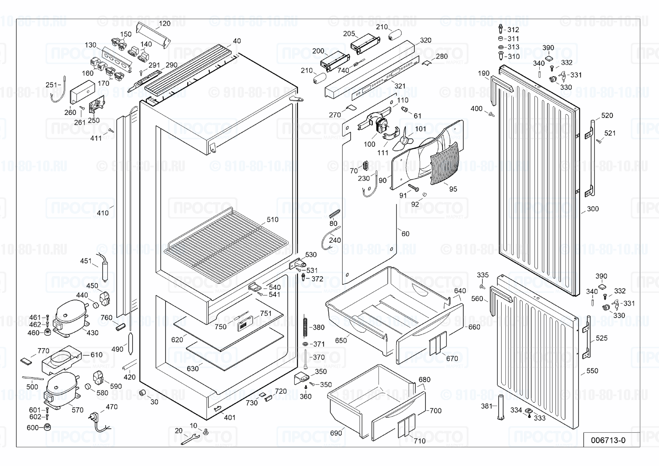 Взрыв-схема запчастей холодильника Liebherr LCv 4010-23B
