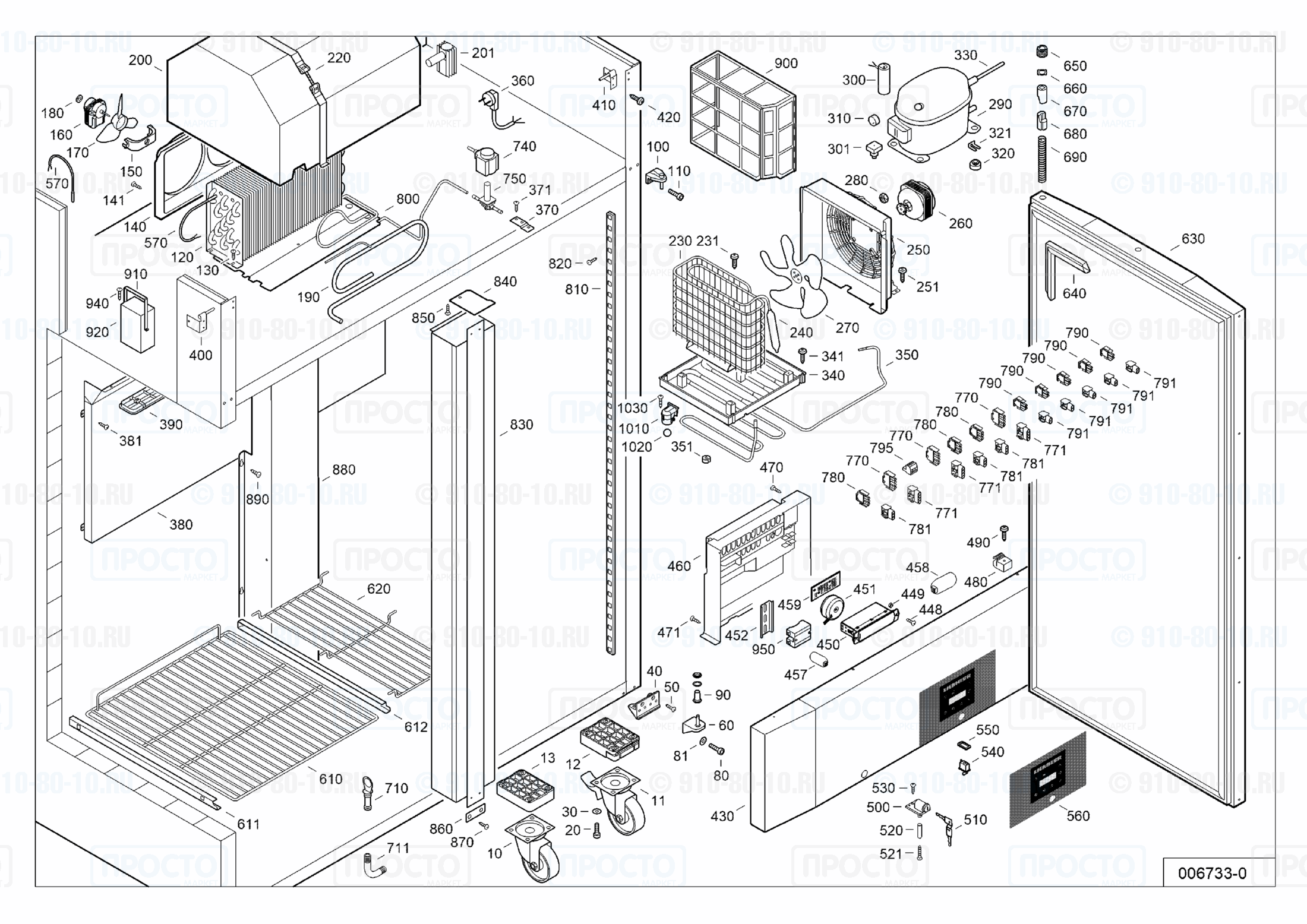 Взрыв-схема запчастей холодильника Liebherr LKPv 1420-42B