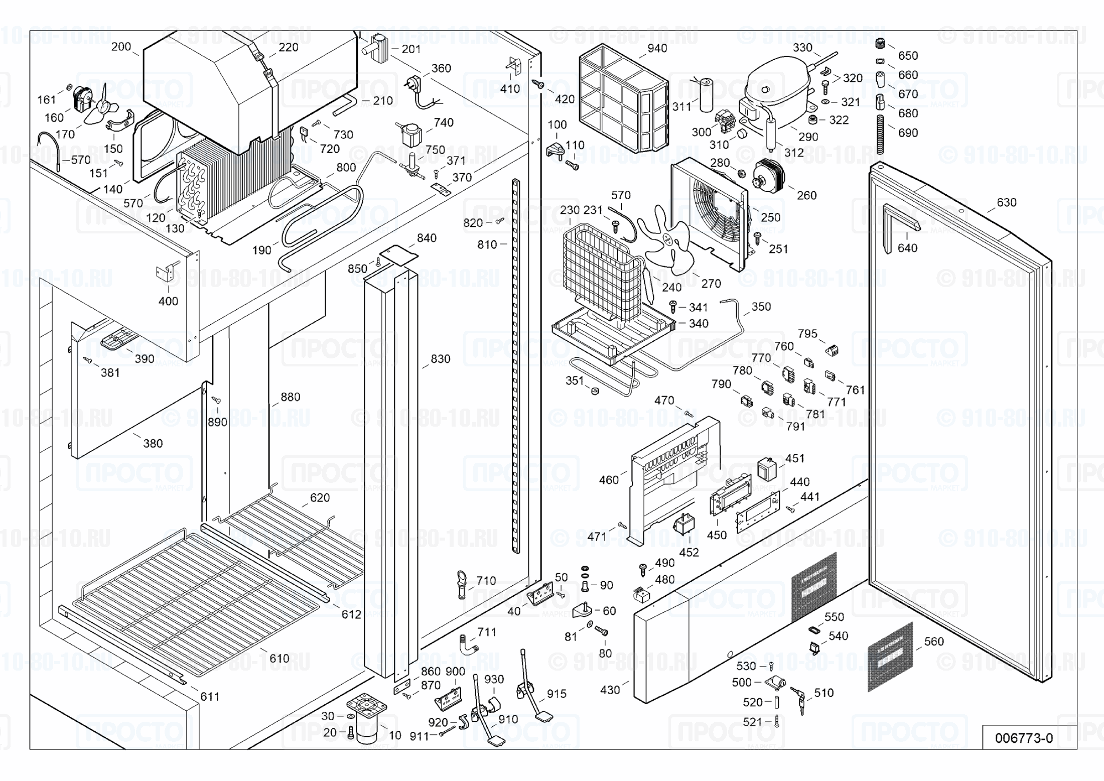 Взрыв-схема запчастей холодильника Liebherr GGPv 1490-42F