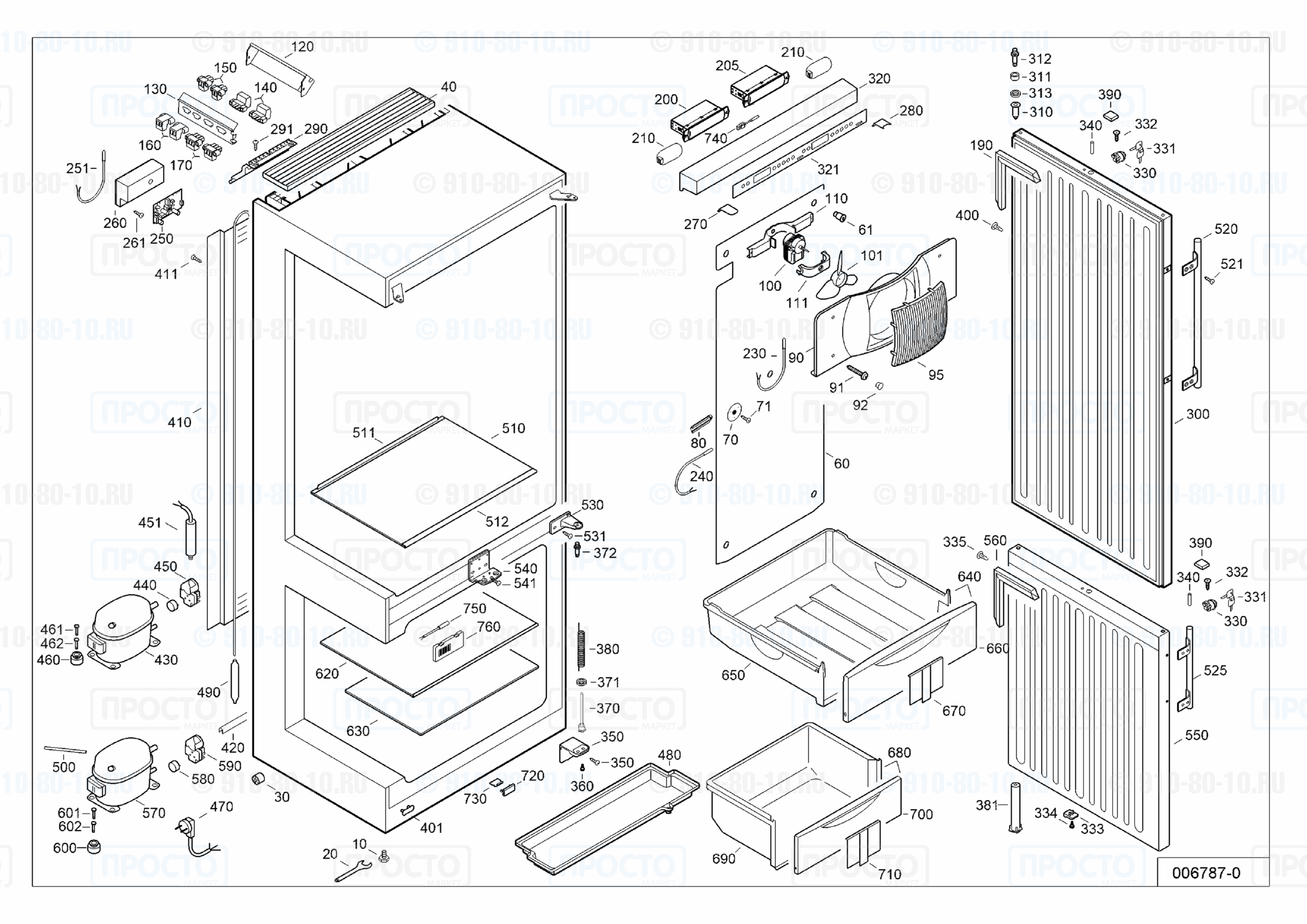 Взрыв-схема запчастей холодильника Liebherr LCexv 4010-23C