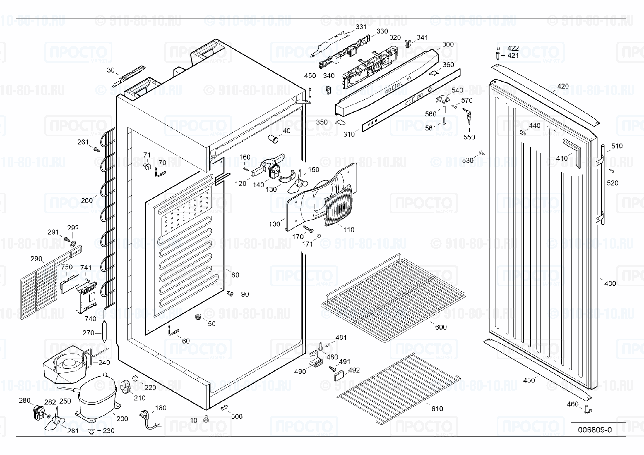 Взрыв-схема запчастей холодильника Liebherr GKv 4310-22D