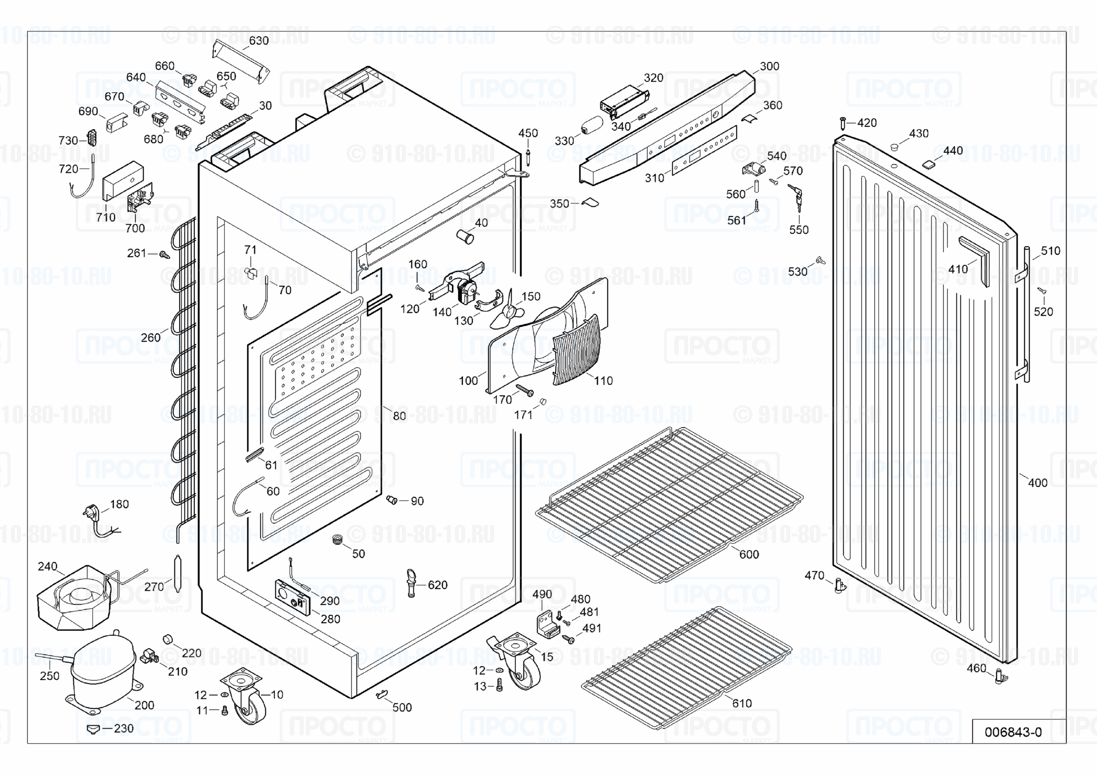 Взрыв-схема запчастей холодильника Liebherr LKv 5710-20B