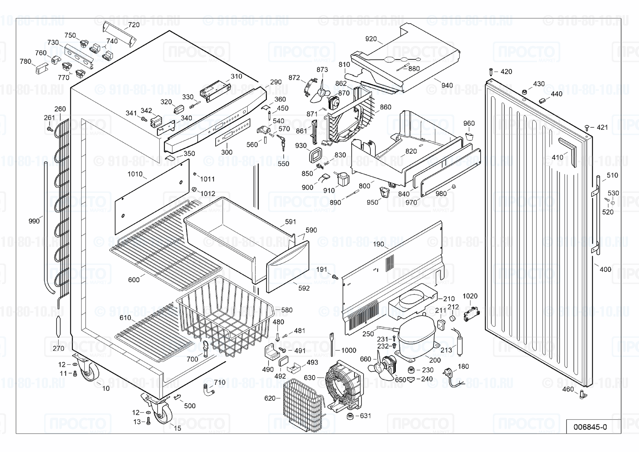 Взрыв-схема запчастей холодильника Liebherr LGv 5010-40A