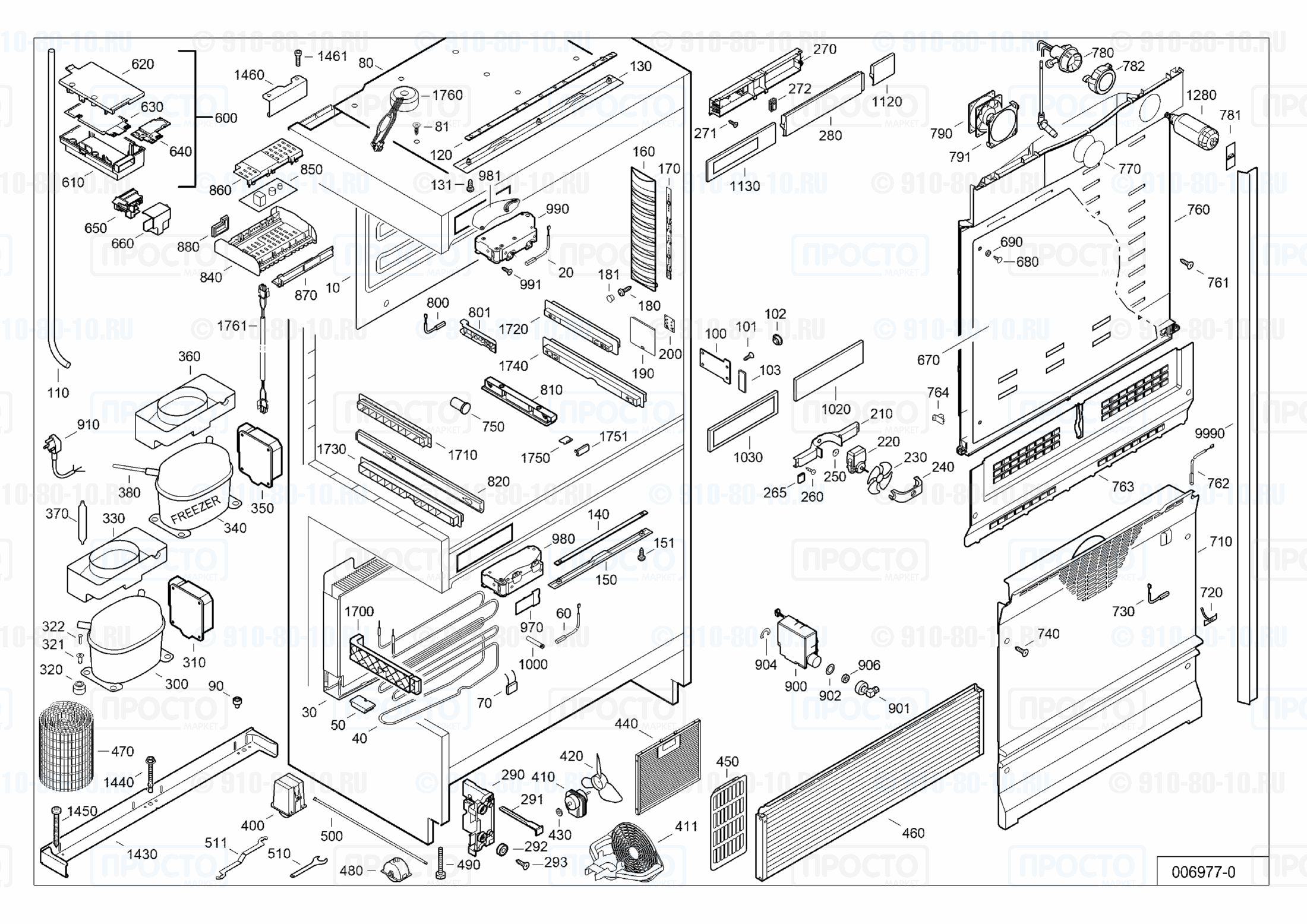 Взрыв-схема запчастей холодильника Liebherr ECBN 5066-22B