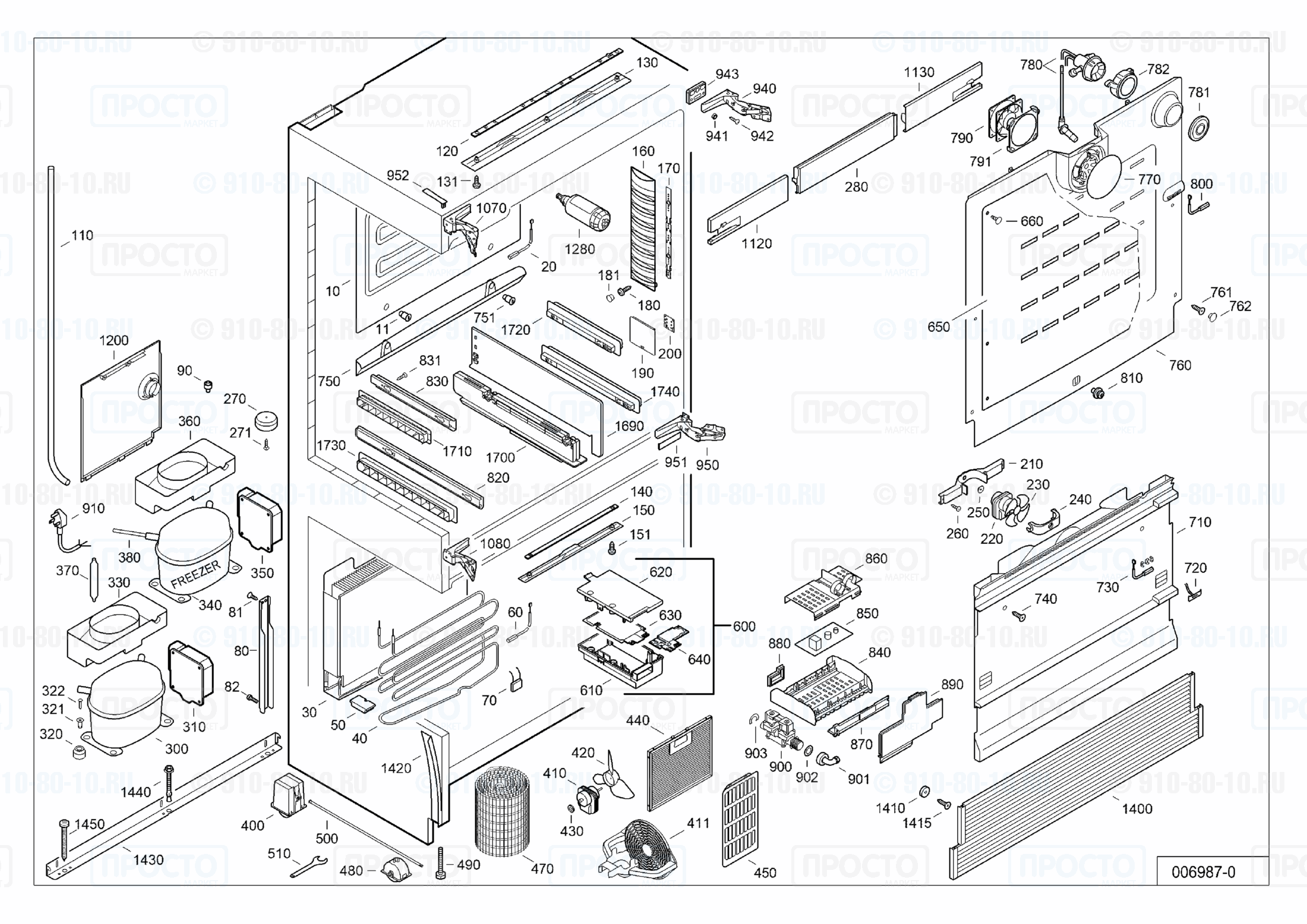 Взрыв-схема запчастей холодильника Liebherr ECN 6256-22B