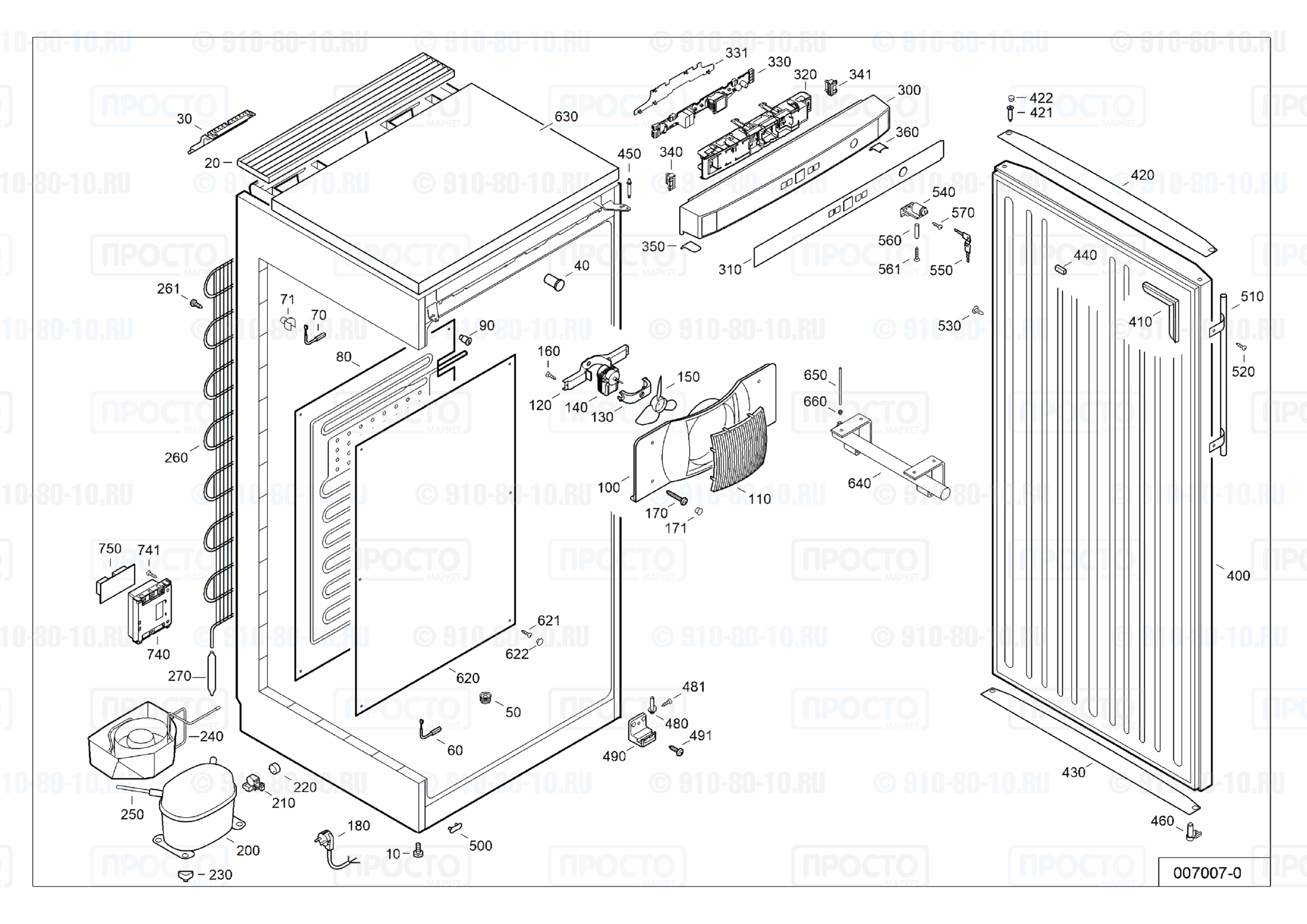 Взрыв-схема запчастей холодильника Liebherr GKv 4310-23A