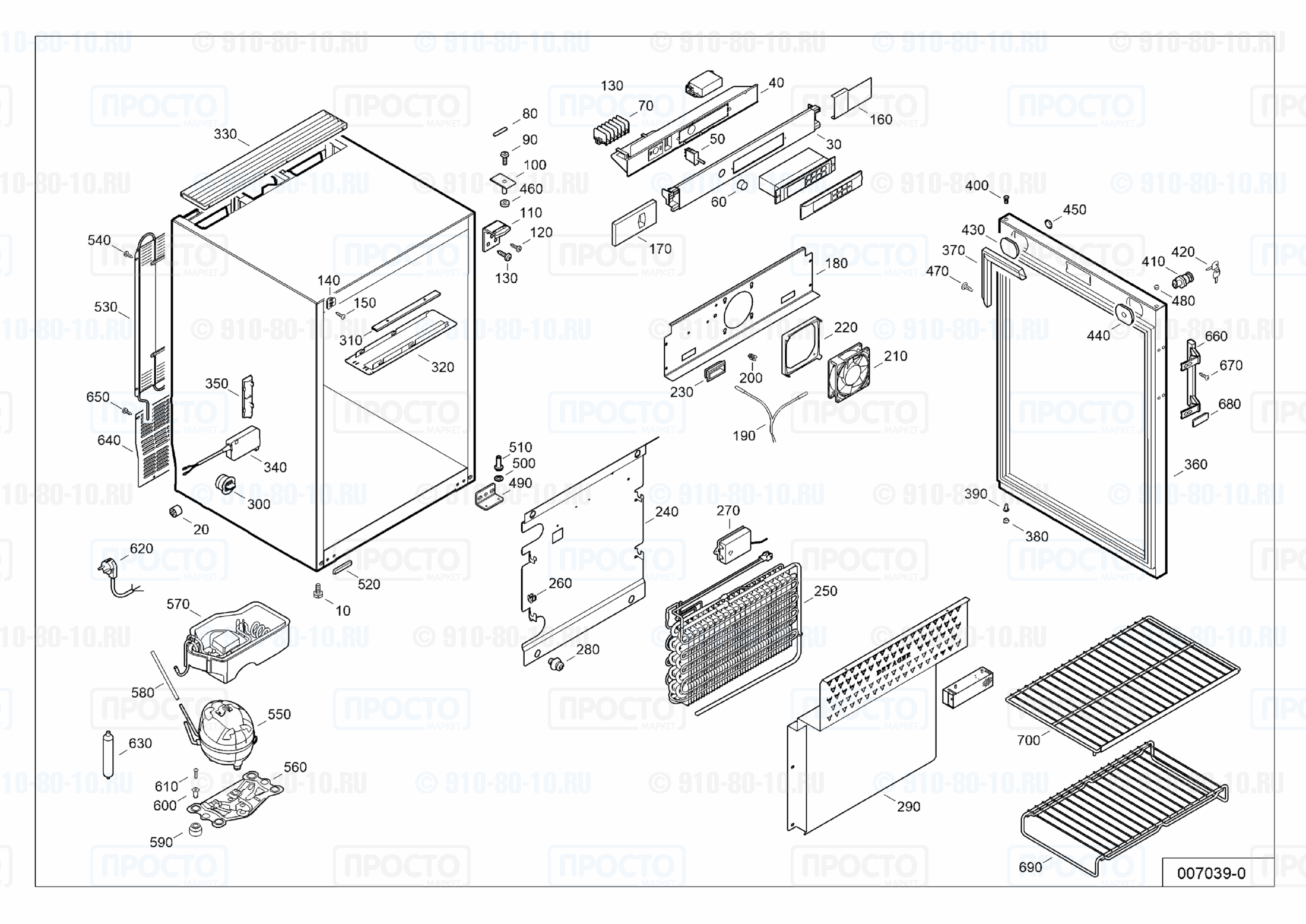 Взрыв-схема запчастей холодильника Liebherr RKv 1813-20F