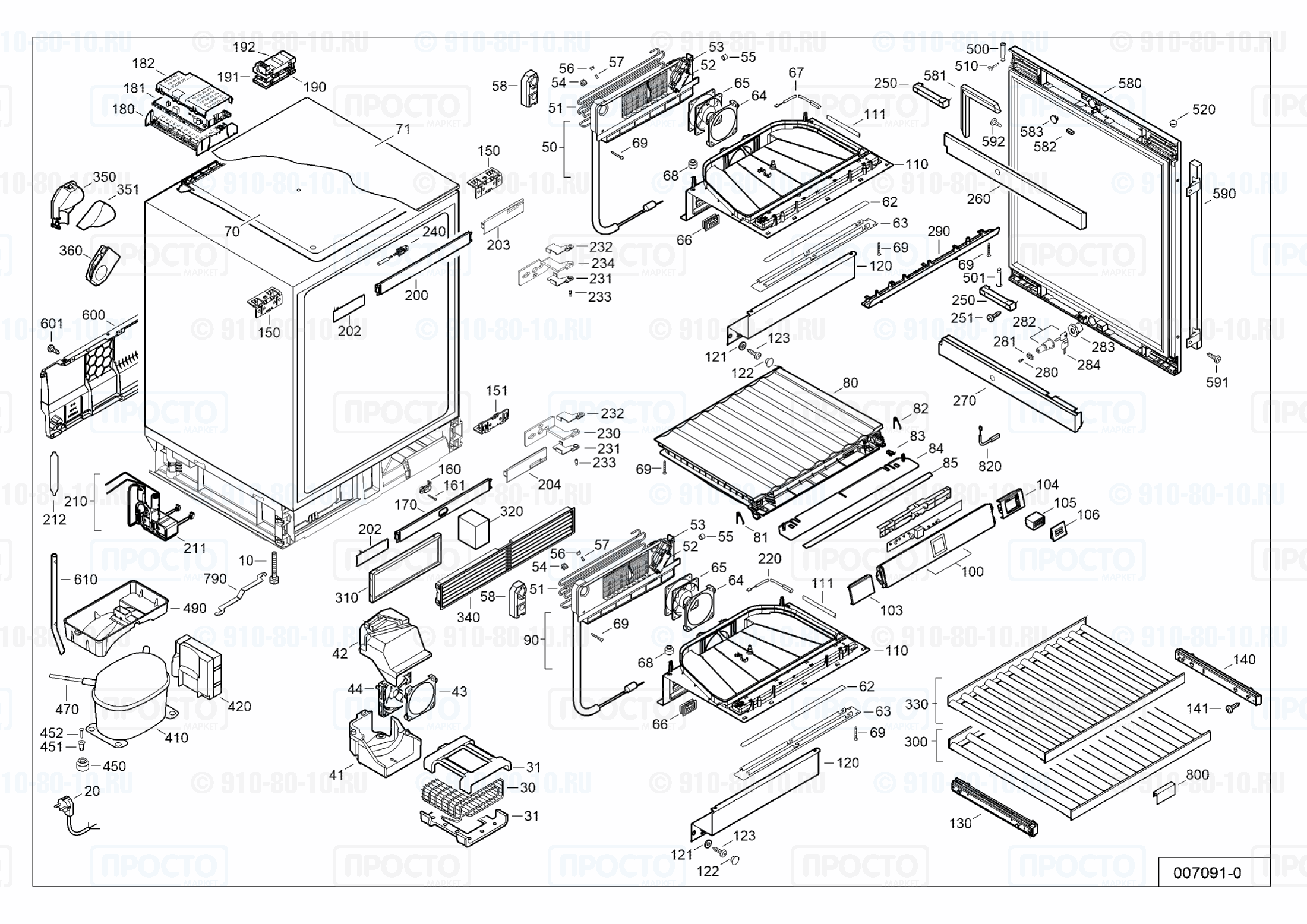 Взрыв-схема запчастей холодильника Liebherr WTes 1672-21B