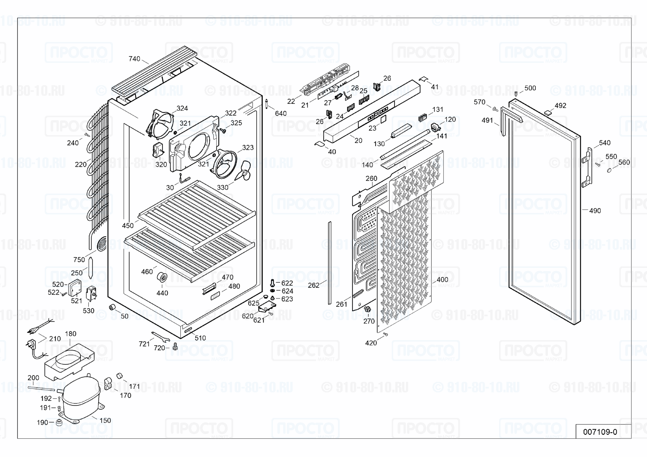 Взрыв-схема запчастей холодильника Liebherr WKb 4212-20H