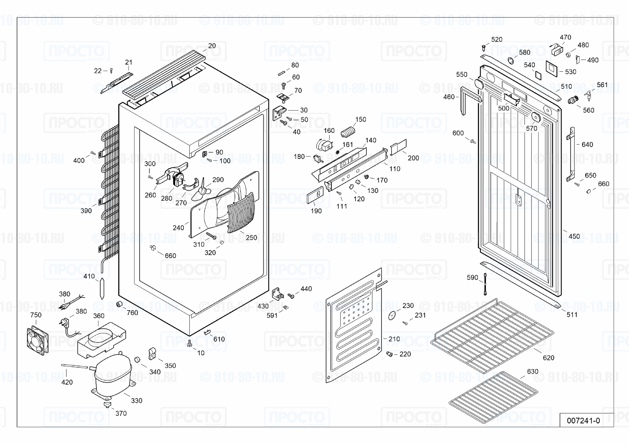 Взрыв-схема запчастей холодильника Liebherr FKv 2610-21V