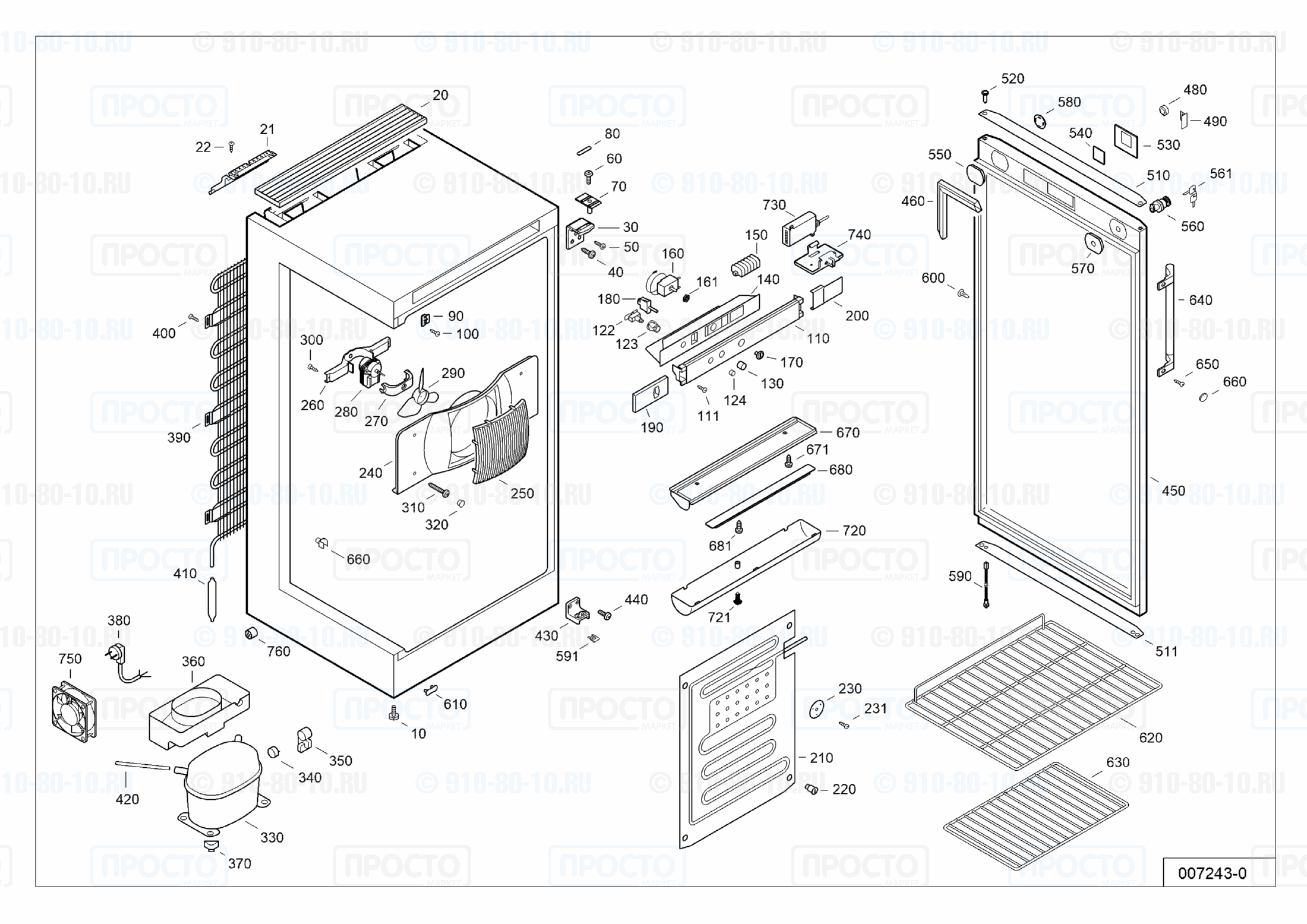 Взрыв-схема запчастей холодильника Liebherr FKv 2613-20S