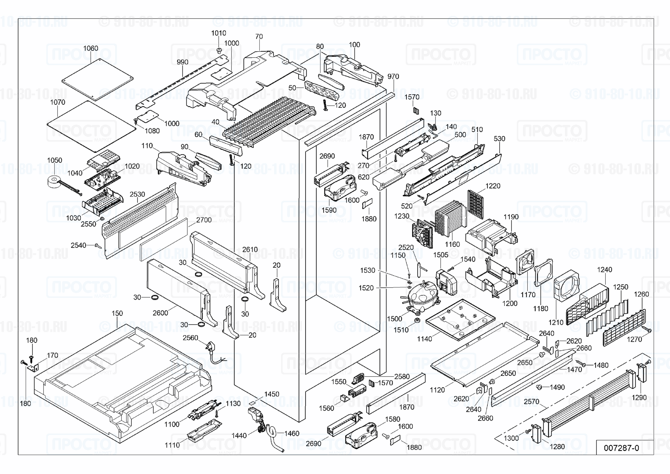 Взрыв-схема запчастей холодильника Liebherr EGN 9271-20A