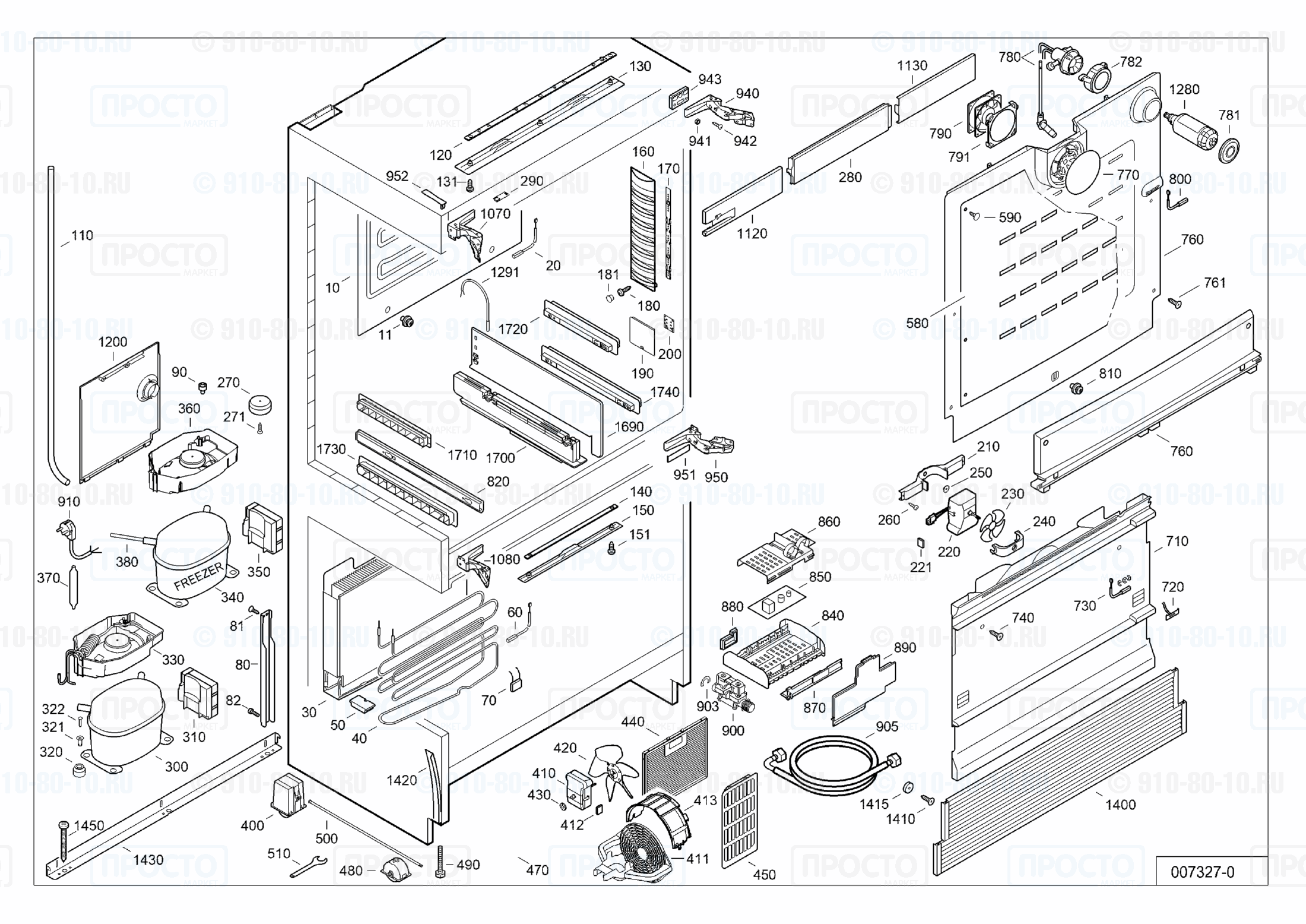 Взрыв-схема запчастей холодильника Liebherr ECBN 6256-22B