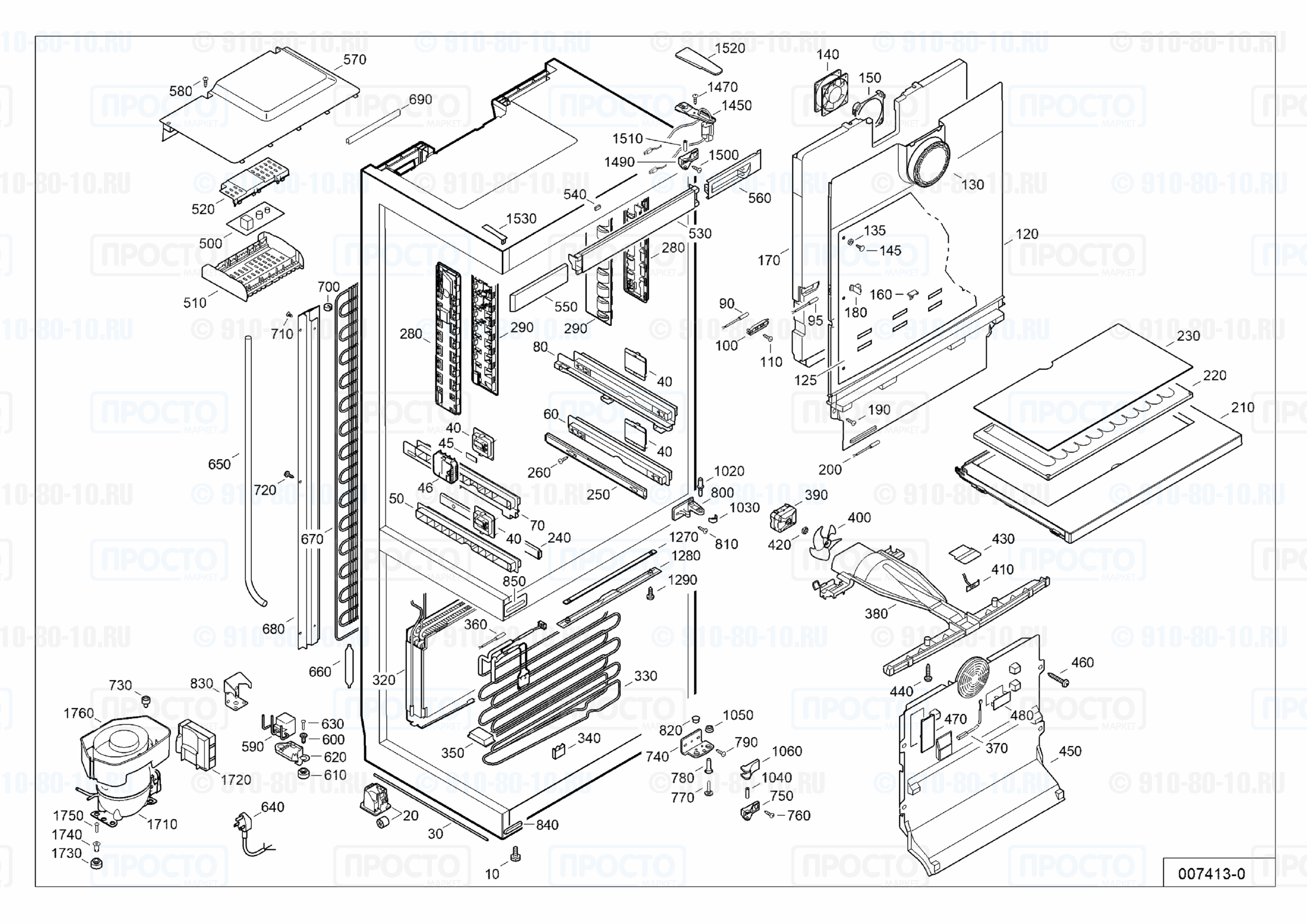 Взрыв-схема запчастей холодильника Liebherr CBNP 5056-20B