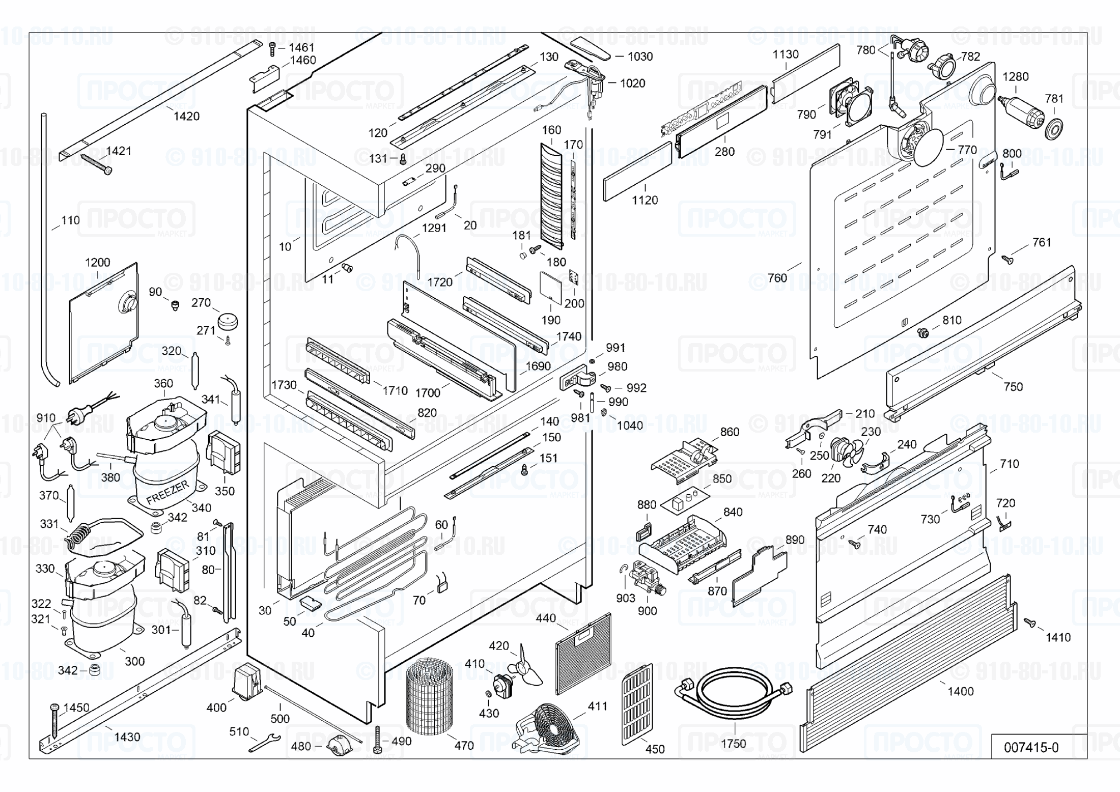 Взрыв-схема холодильника Liebherr CBNbe 6256-21A