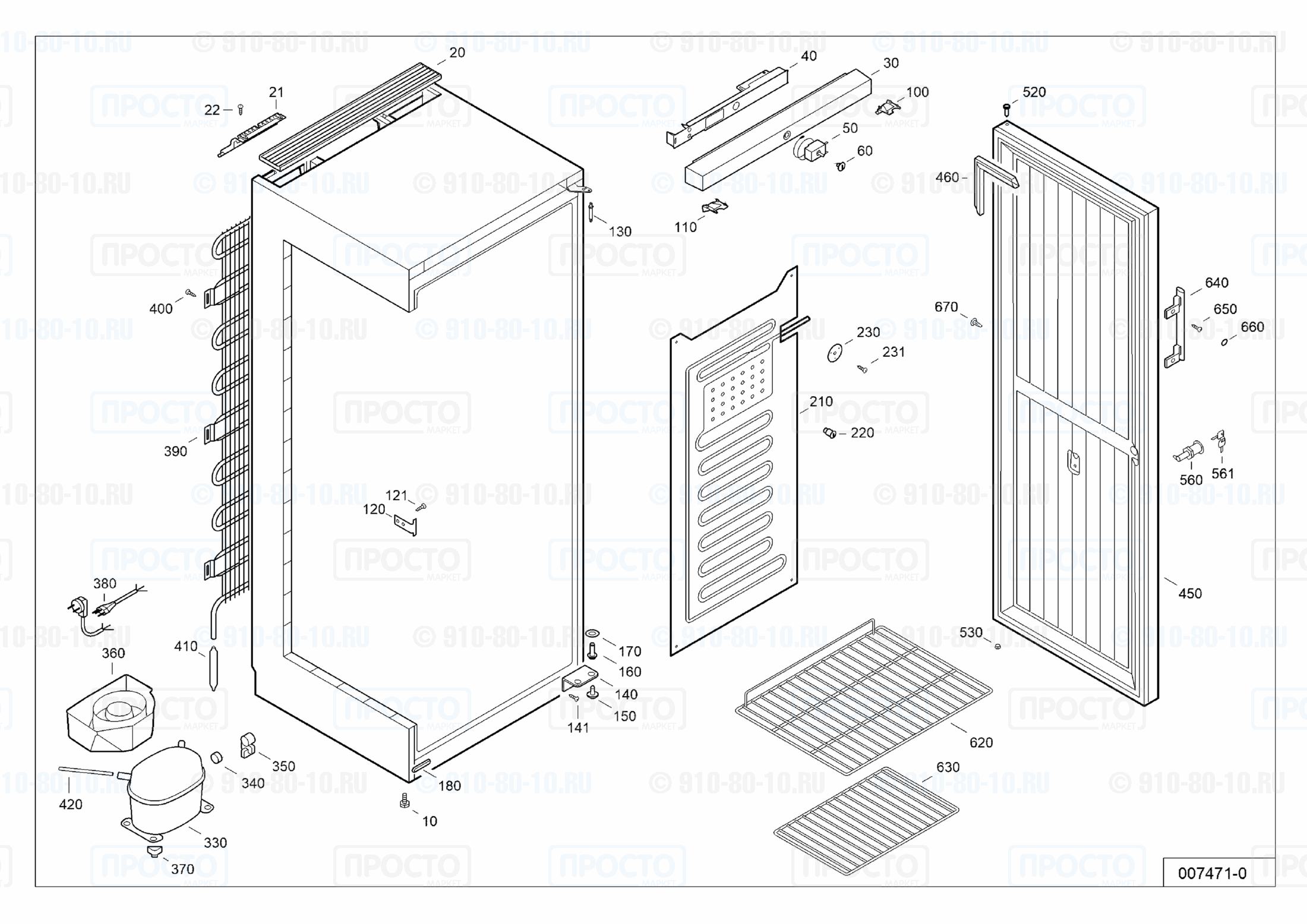 Взрыв-схема запчастей холодильника Liebherr FK 2640-10N