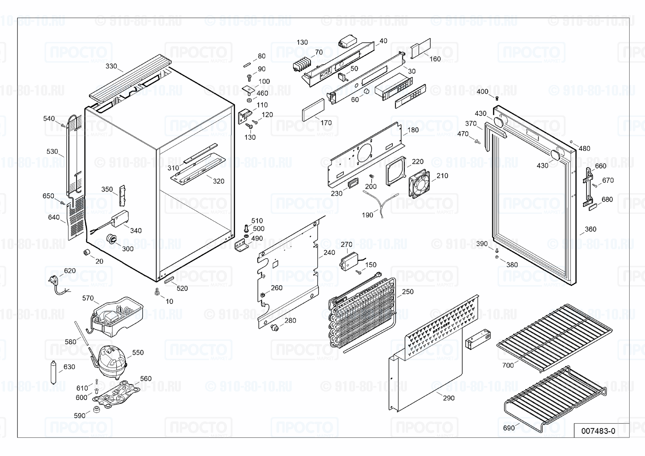 Взрыв-схема запчастей холодильника Liebherr RKves 1813-20B