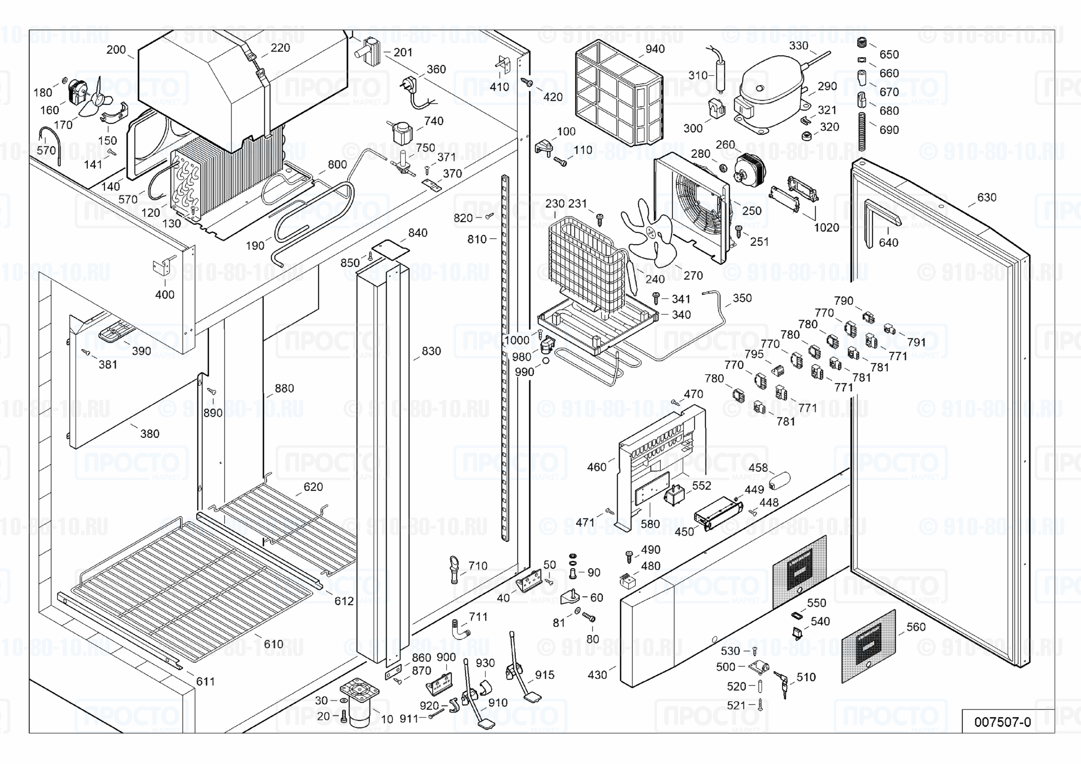 Взрыв-схема запчастей холодильника Liebherr GKPv 1490-43F