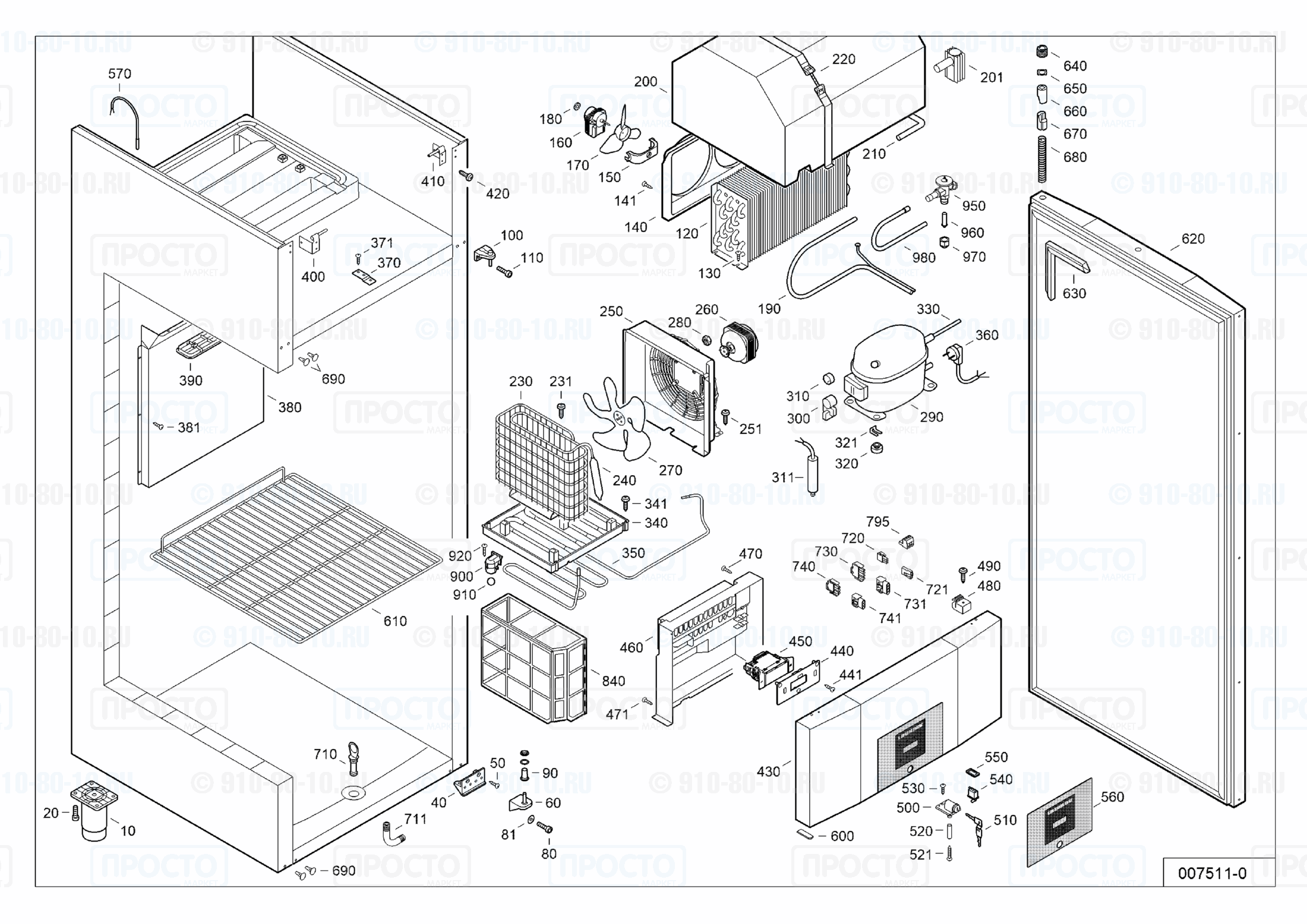 Взрыв-схема холодильника Liebherr GKPv 6540-40B