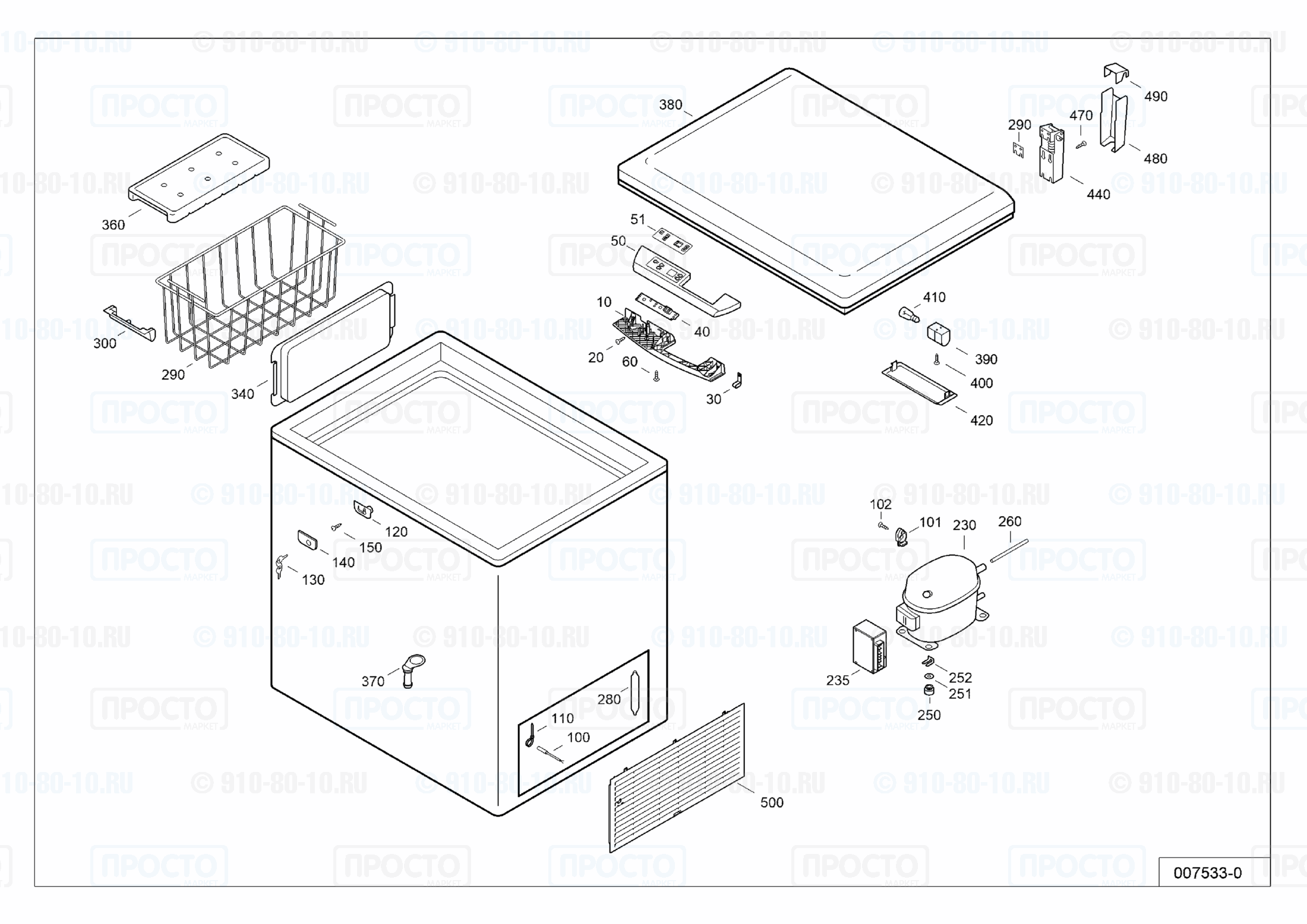 Взрыв-схема запчастей холодильника Liebherr GTP 2756-41A