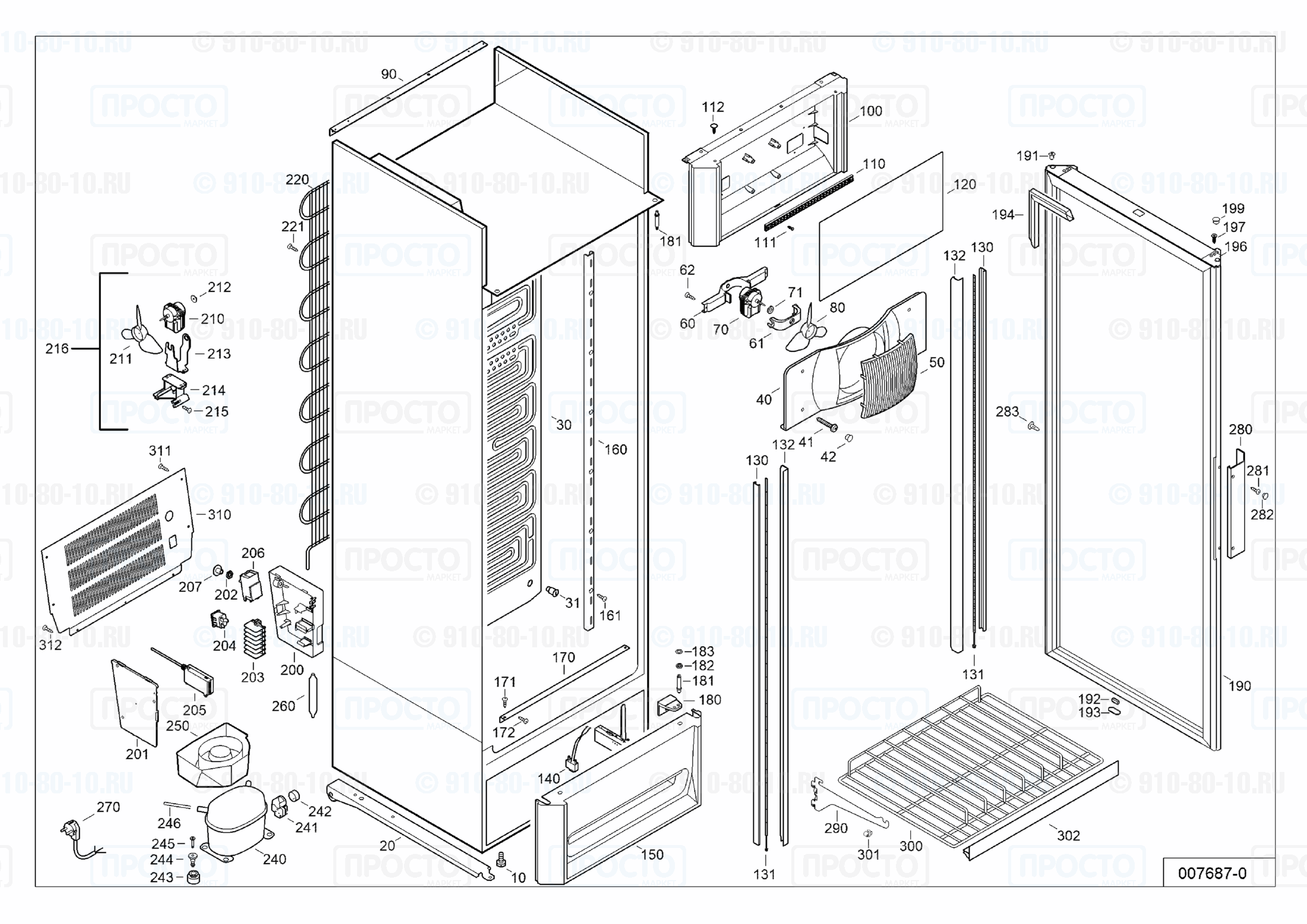 Взрыв-схема запчастей холодильника Liebherr MCsl 3613-25B