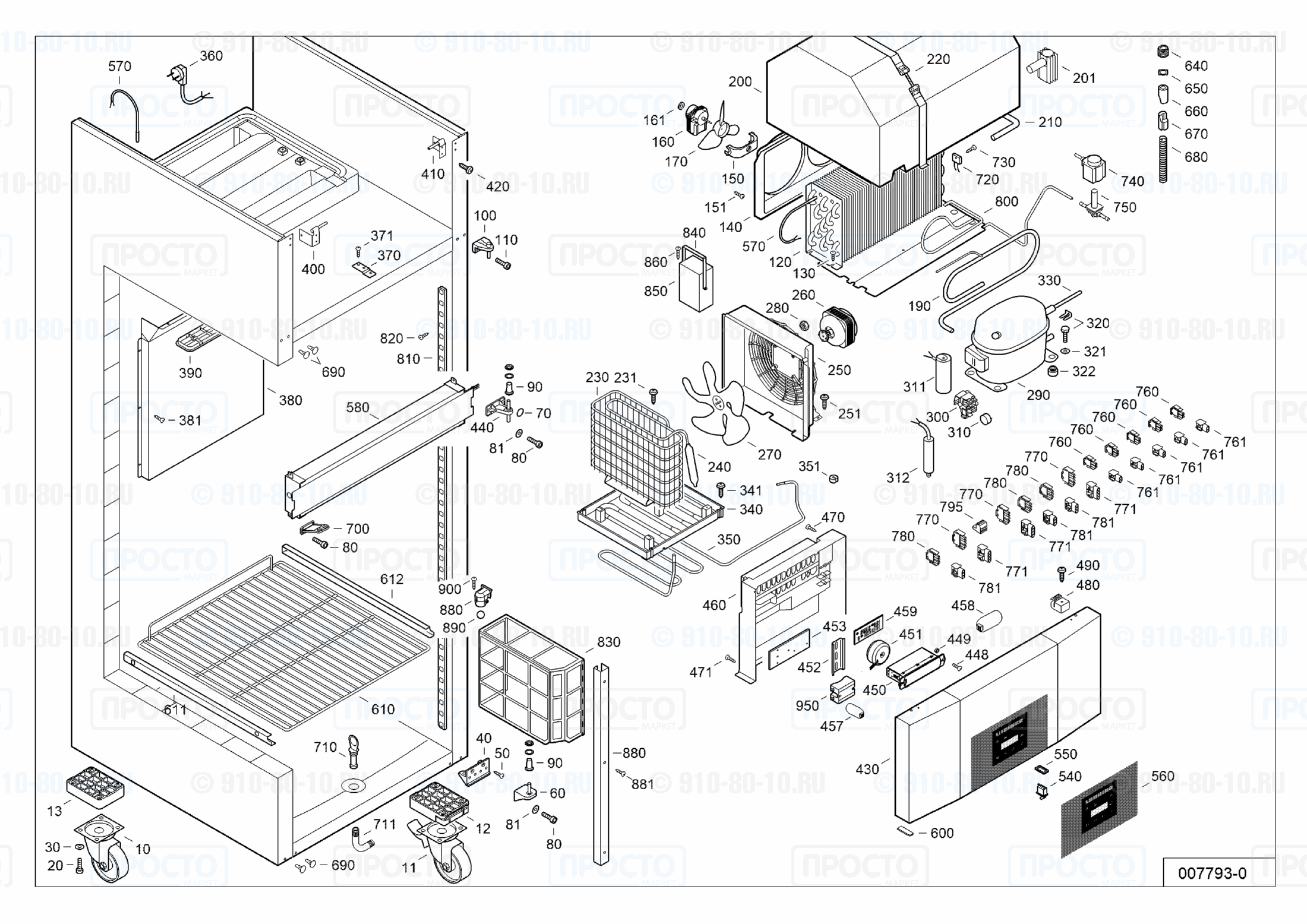 Взрыв-схема запчастей холодильника Liebherr LGPv 6527-40A
