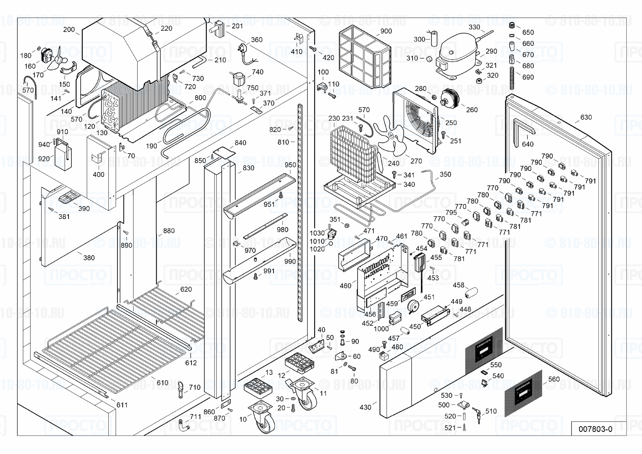 Взрыв-схема запчастей холодильника Liebherr LKPv 1420-41I