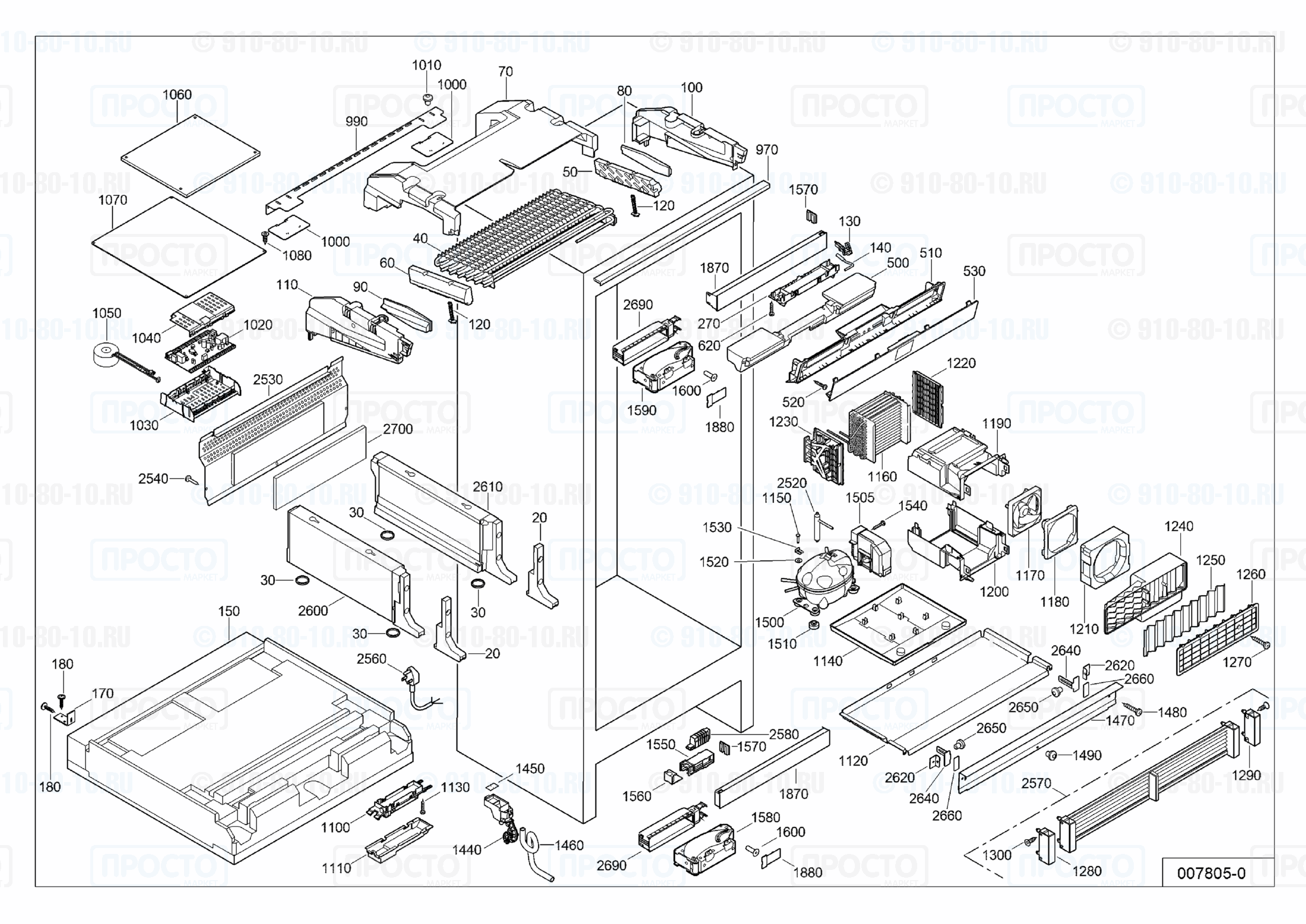 Взрыв-схема запчастей холодильника Liebherr EGN 9271-20B