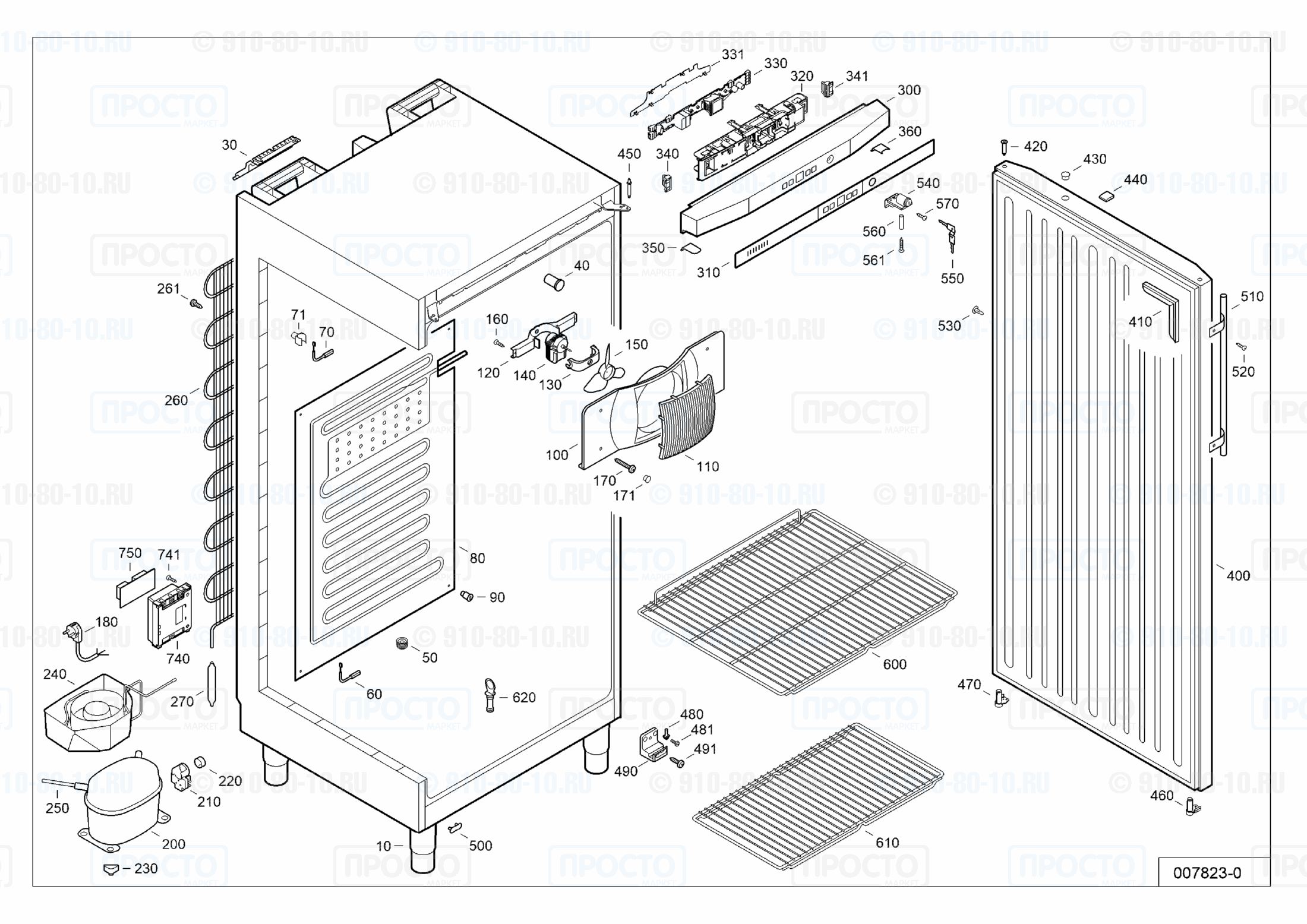 Взрыв-схема запчастей холодильника Liebherr GKv 5760-23A
