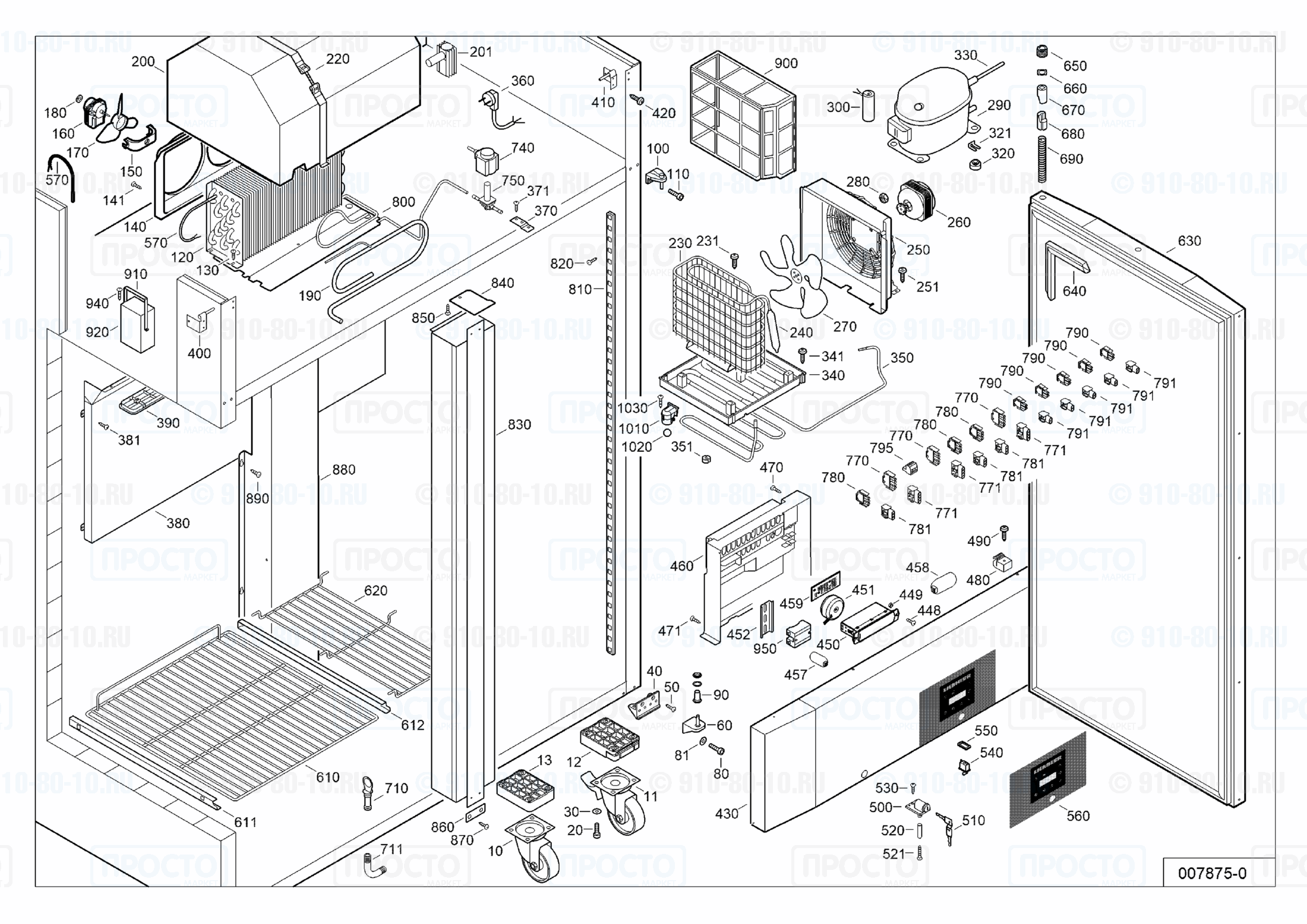 Взрыв-схема запчастей холодильника Liebherr LKPv 1420-42D