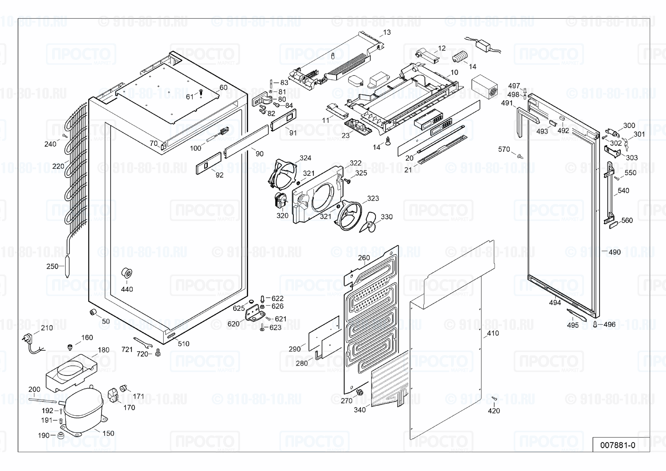 Взрыв-схема запчастей холодильника Liebherr RKv 4873-23B
