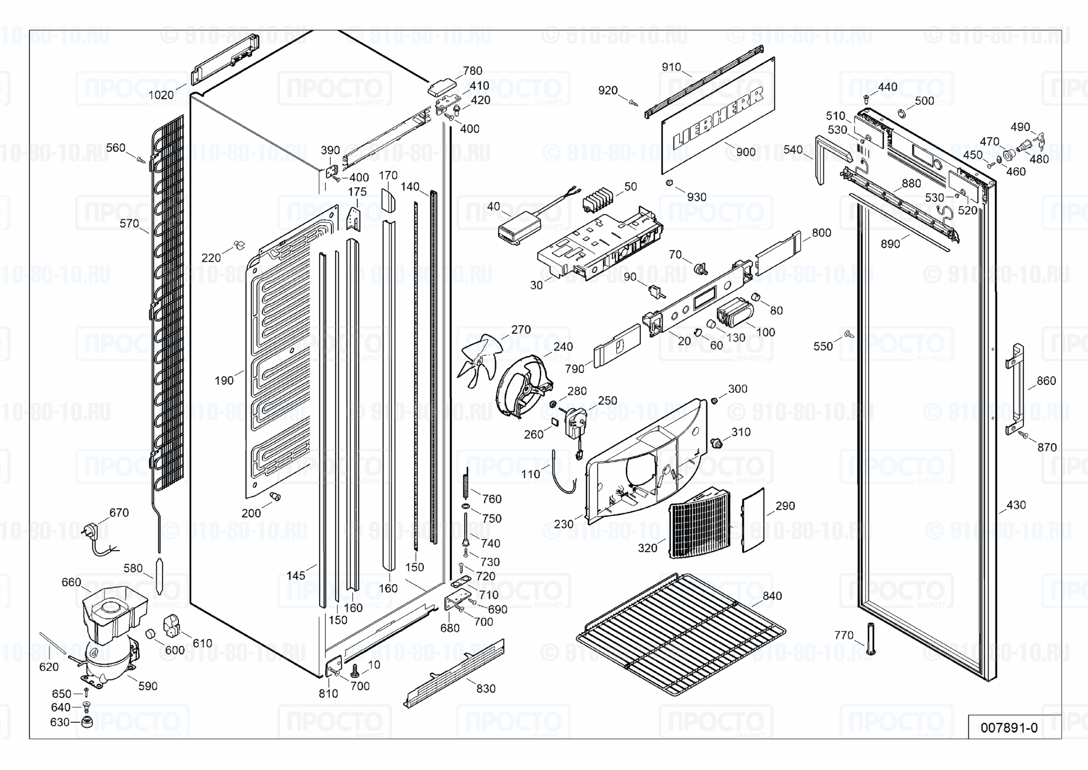 Взрыв-схема запчастей холодильника Liebherr FKDv 4523-20F