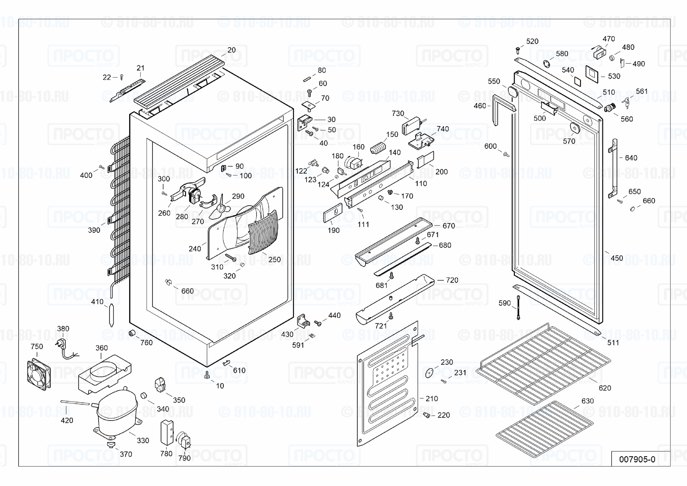Взрыв-схема запчастей холодильника Liebherr FKvsl 3613-21U
