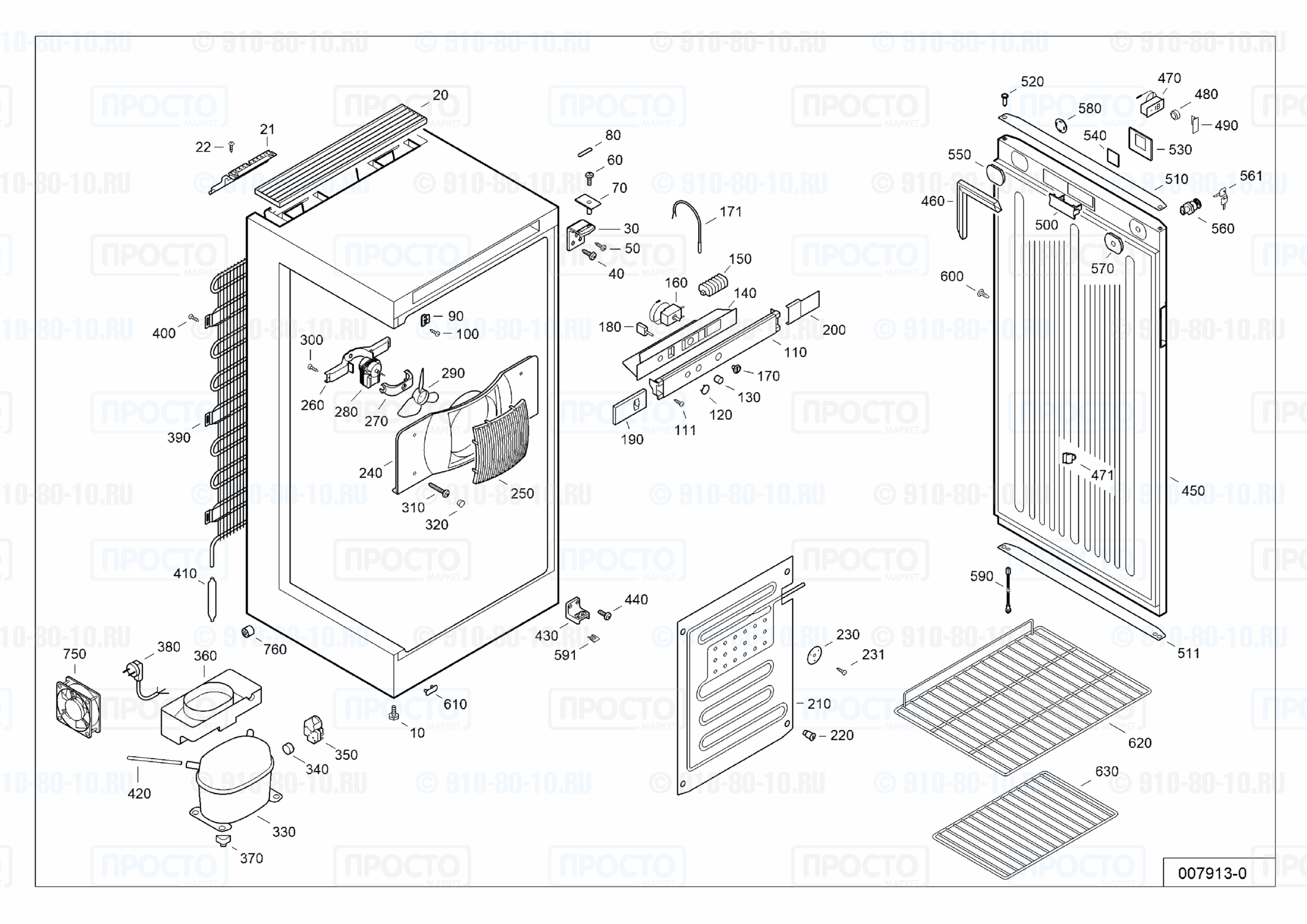 Взрыв-схема запчастей холодильника Liebherr FKv 3610-23T