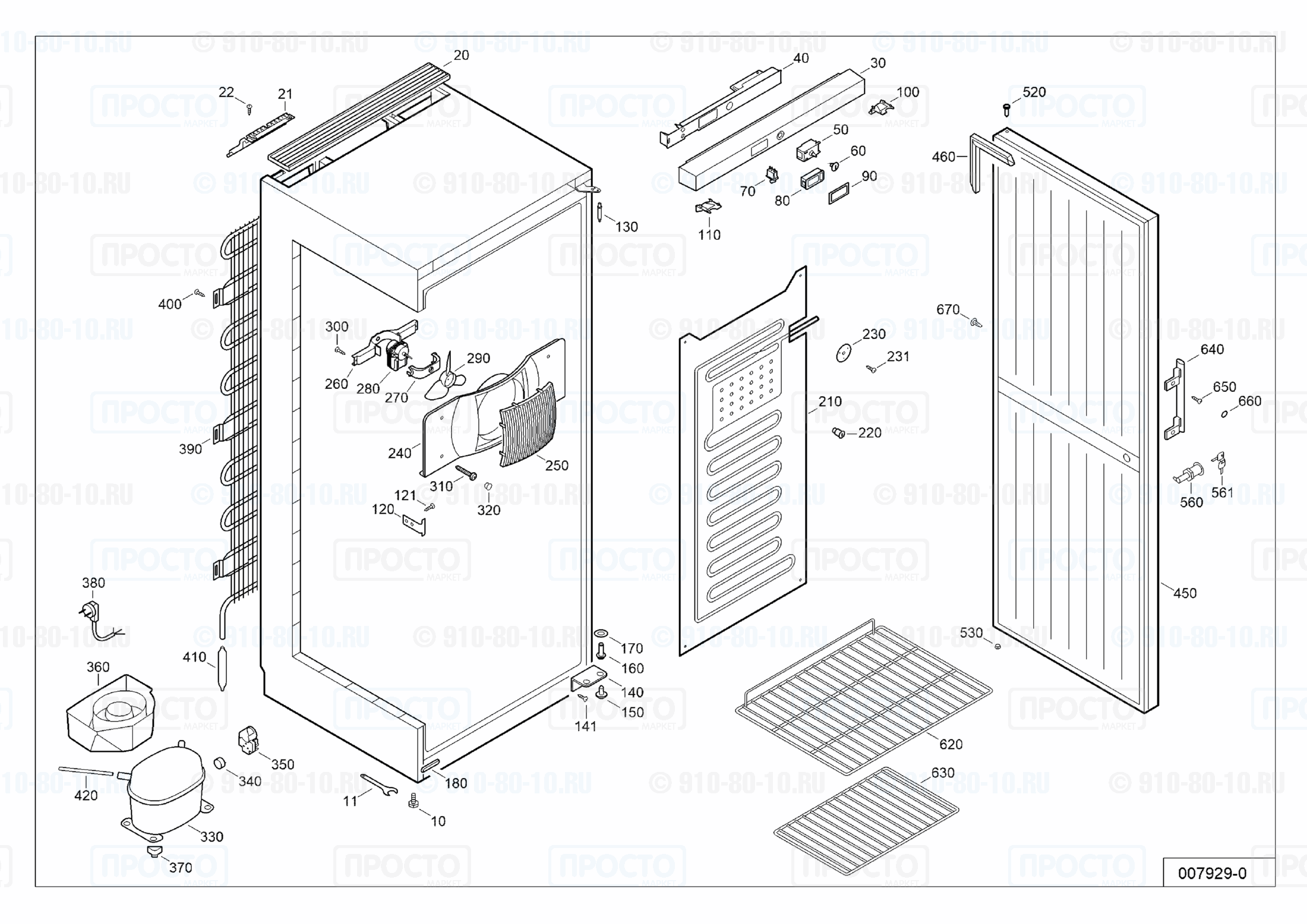 Взрыв-схема запчастей холодильника Liebherr FKv 4140-20S