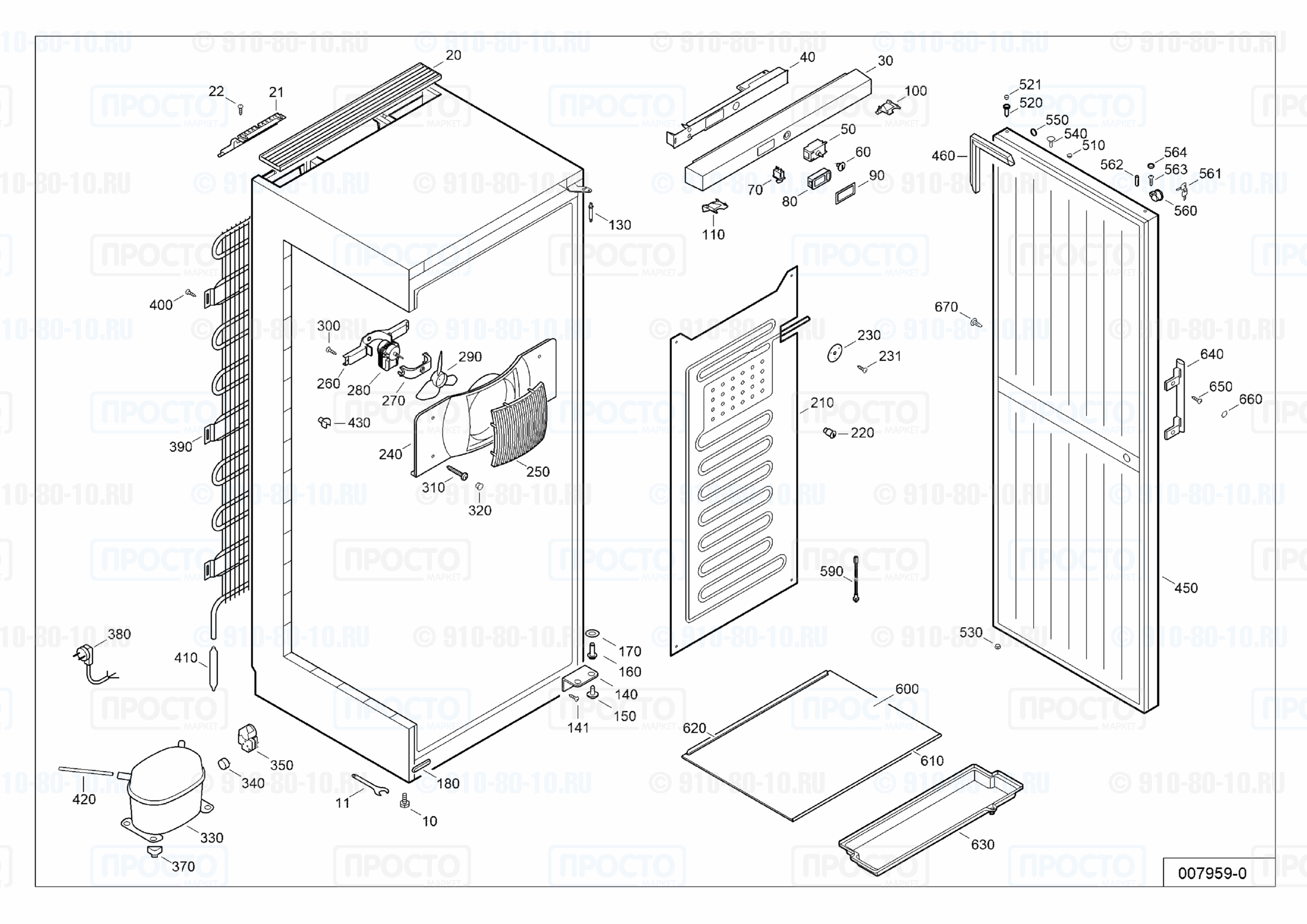 Взрыв-схема холодильника Liebherr LKexv 3600-20R