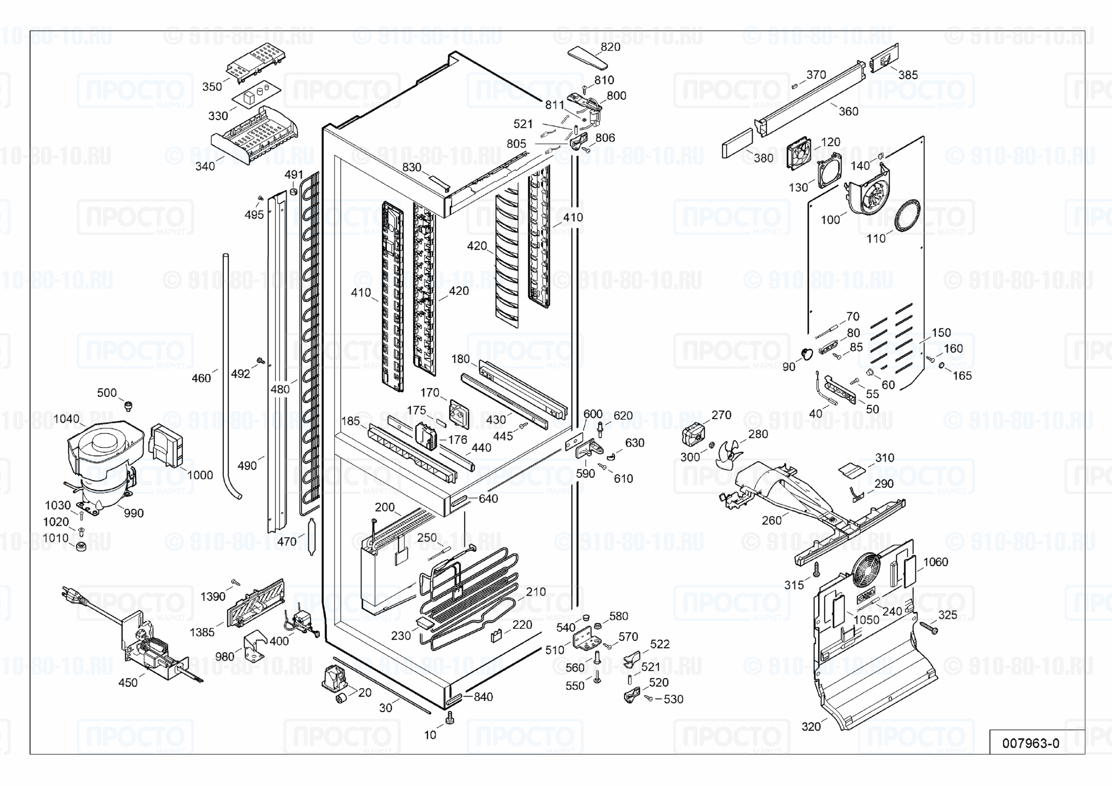 Взрыв-схема запчастей холодильника Liebherr CNP 4056-22B