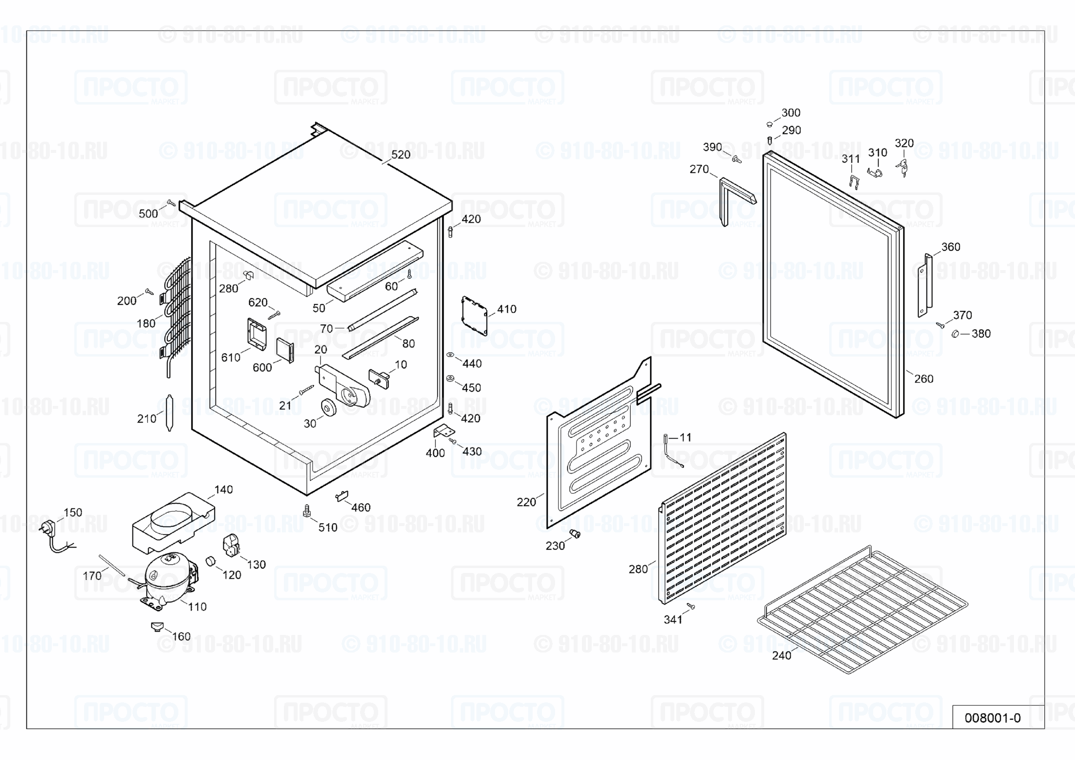 Взрыв-схема запчастей холодильника Liebherr EWSr 3012-20B