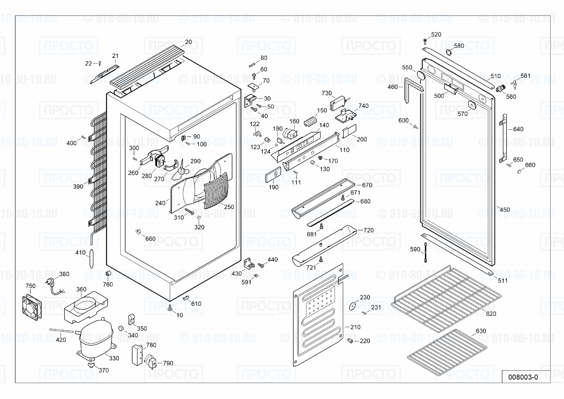 Взрыв-схема запчастей холодильника Liebherr BCDv 1002-10B