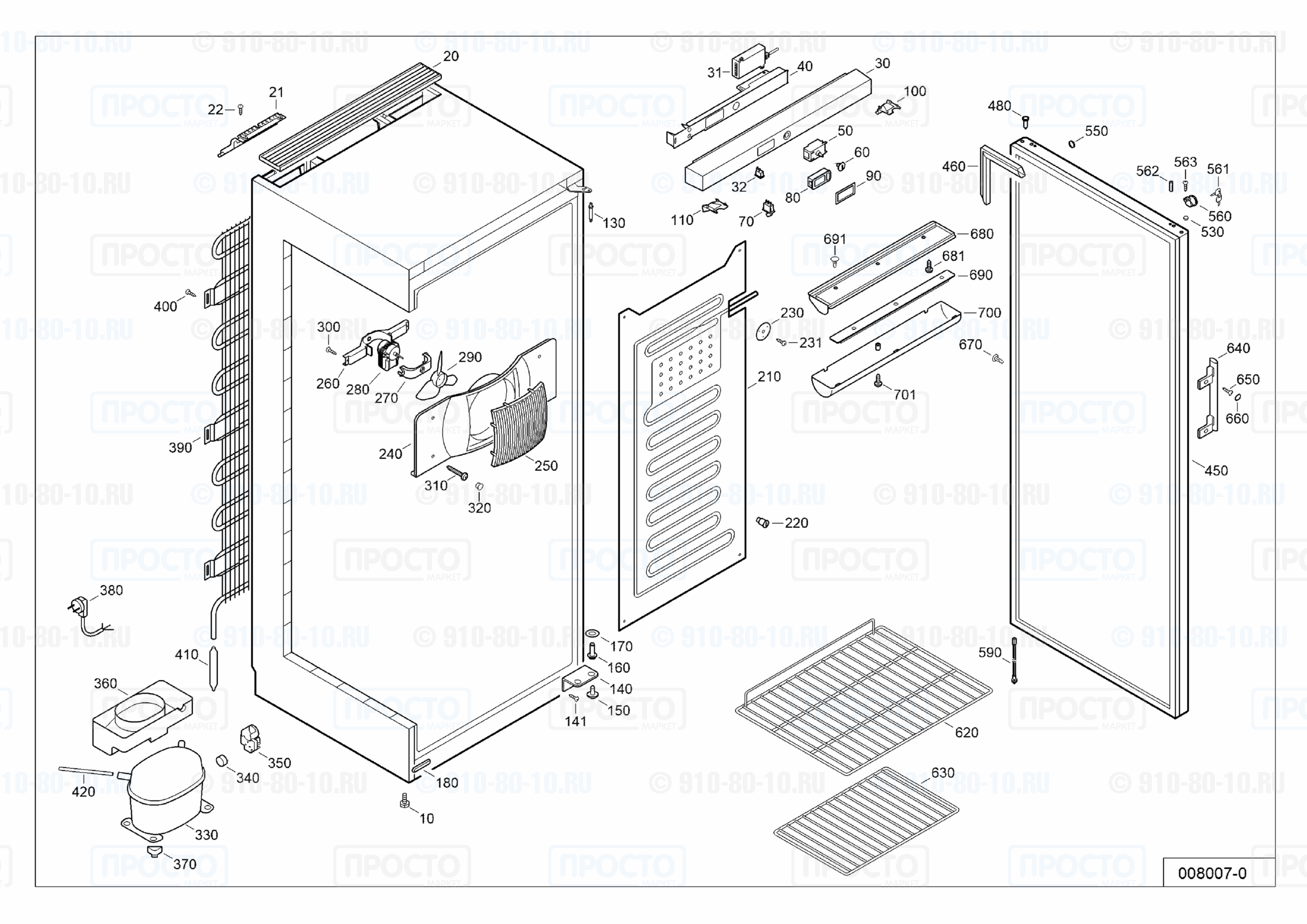 Взрыв-схема запчастей холодильника Liebherr BCDv 1012-10E