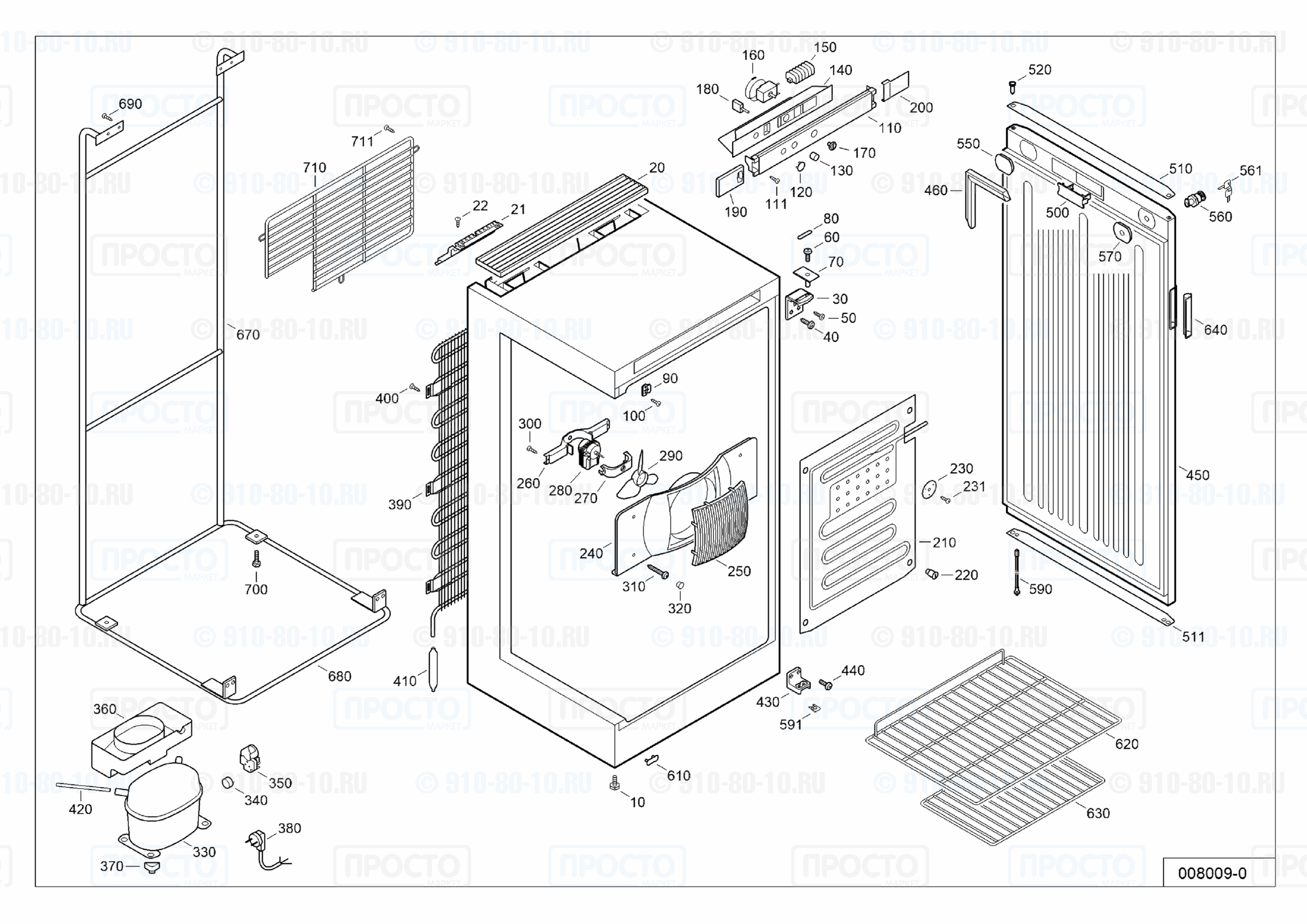 Взрыв-схема запчастей холодильника Liebherr BCDv 1012-20A