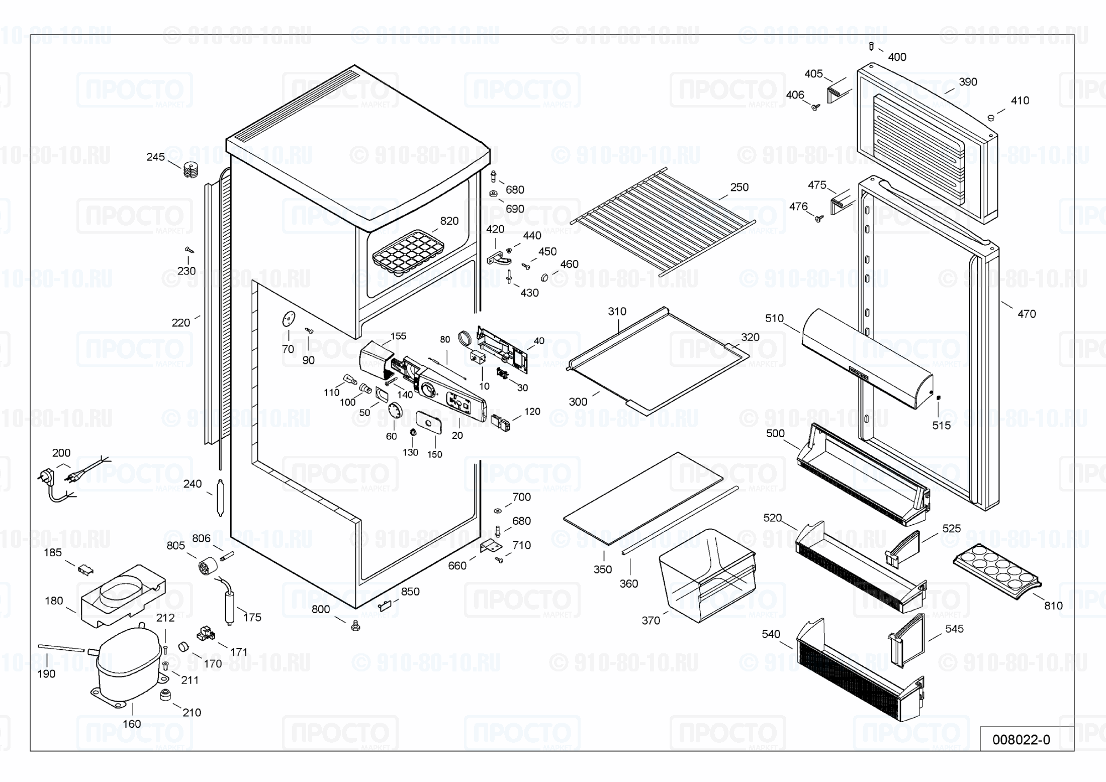 Взрыв-схема запчастей холодильника Liebherr CT 2411-20D