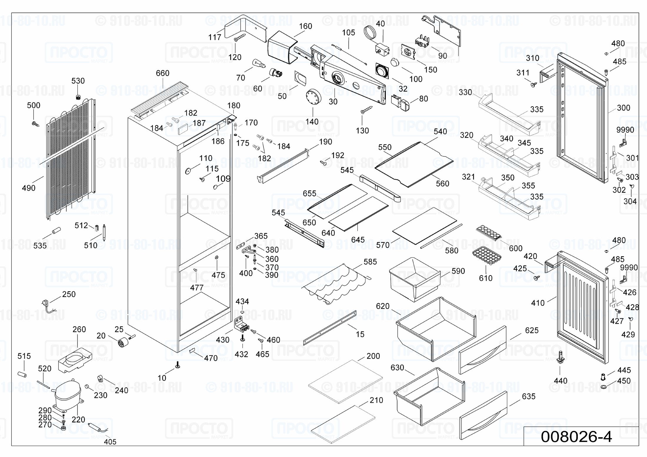 Взрыв-схема запчастей холодильника Liebherr CUPesf 2721-22C
