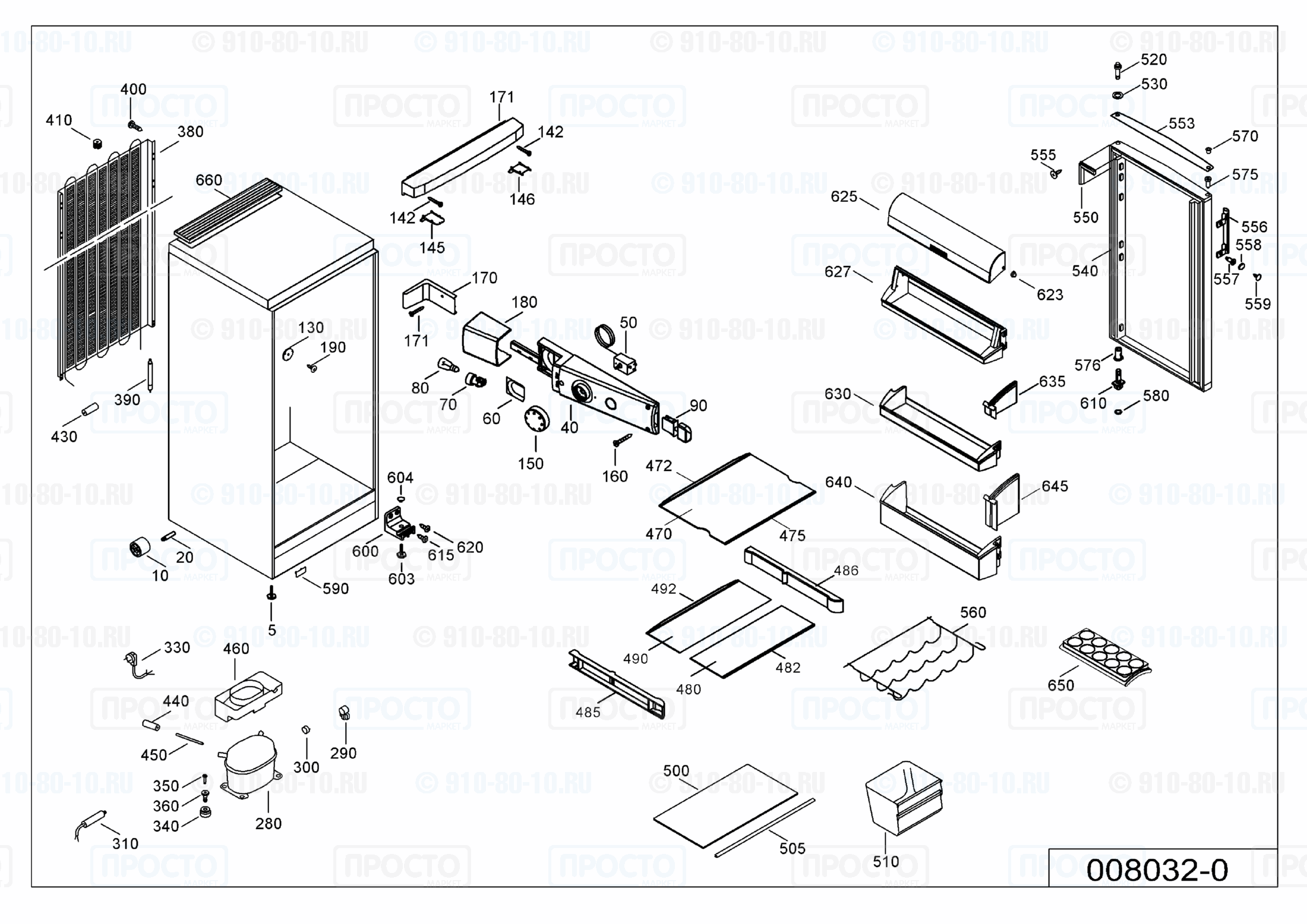 Взрыв-схема запчастей холодильника Liebherr K 2330-20